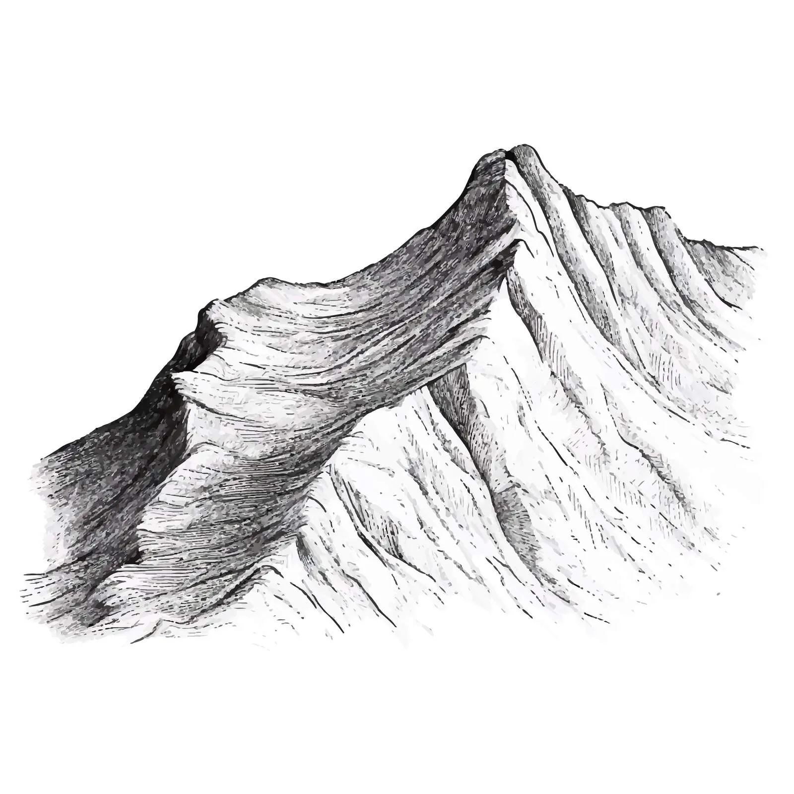 Hand-Drawn Mountain Ridge with Contour Lines — free download from Dotvec