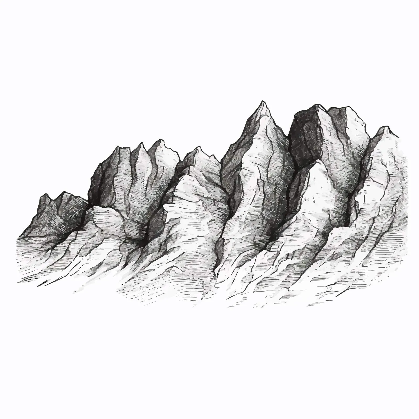 Hand-Drawn Mountain Ridge Contour Vector — free download from Dotvec