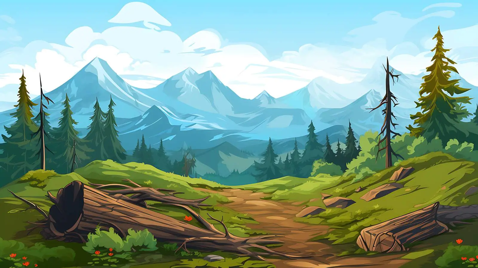 Deforestation Impact in Mountain Scene — free download from Dotvec