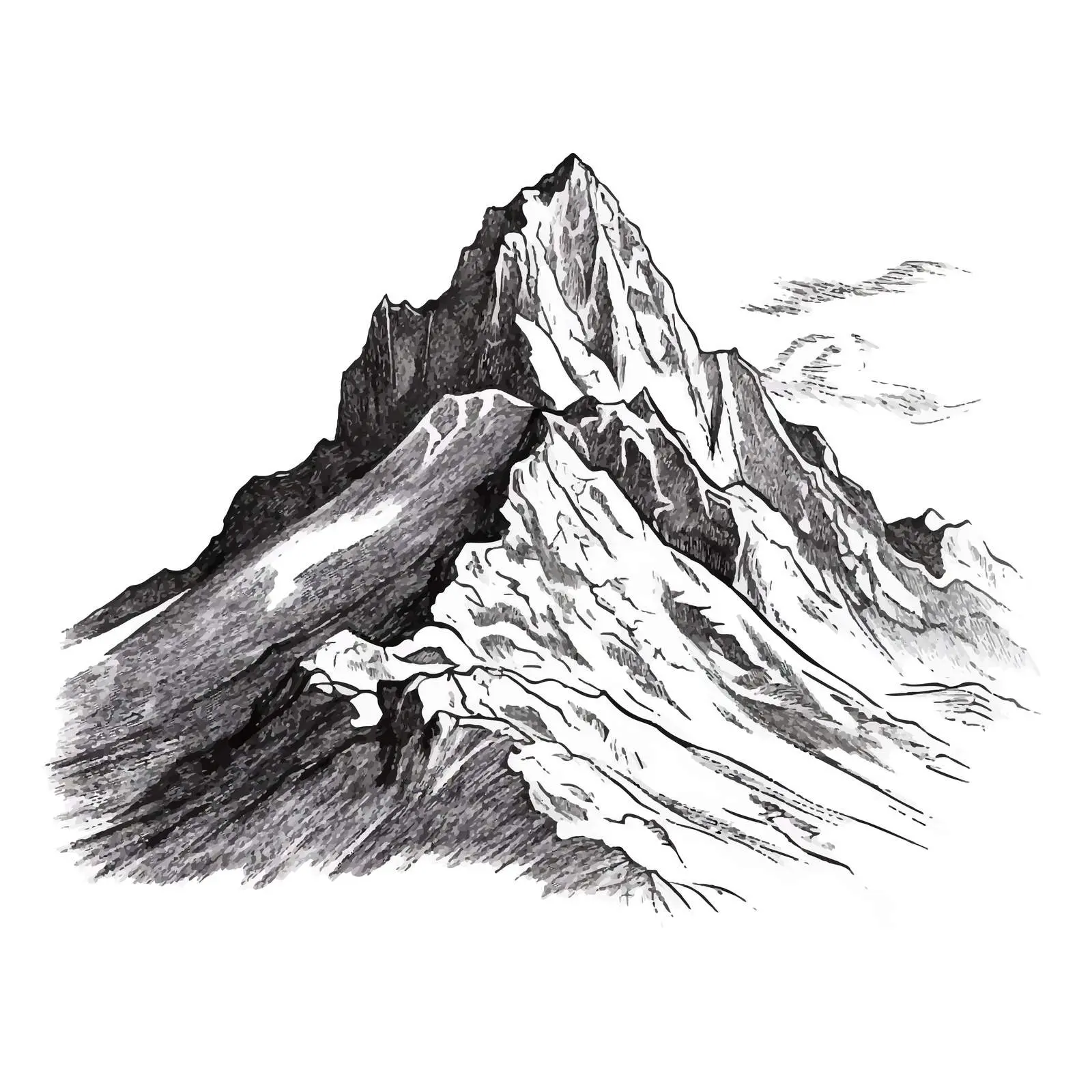 Hand-Drawn Mountain Summit with Contour Lines — free download from Dotvec
