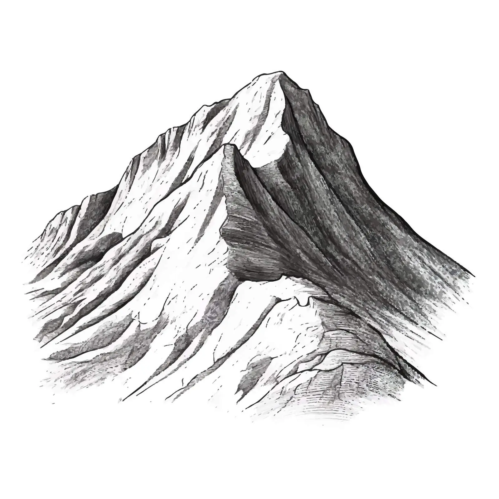 Hand-Drawn Mountain Summit with Contour Lines — free download from Dotvec