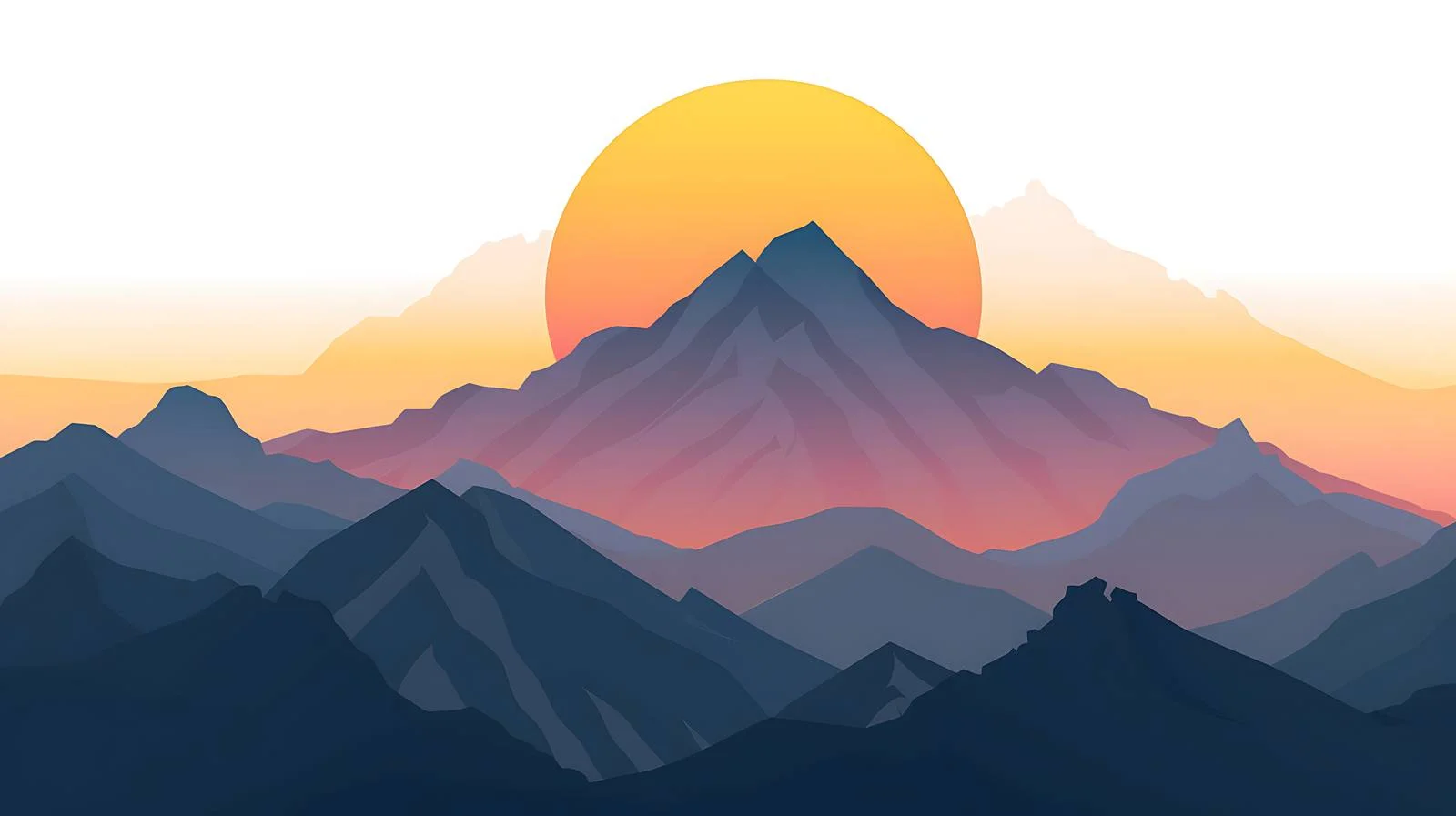 Mountain Sunset View Isolated White Background — free download from Dotvec