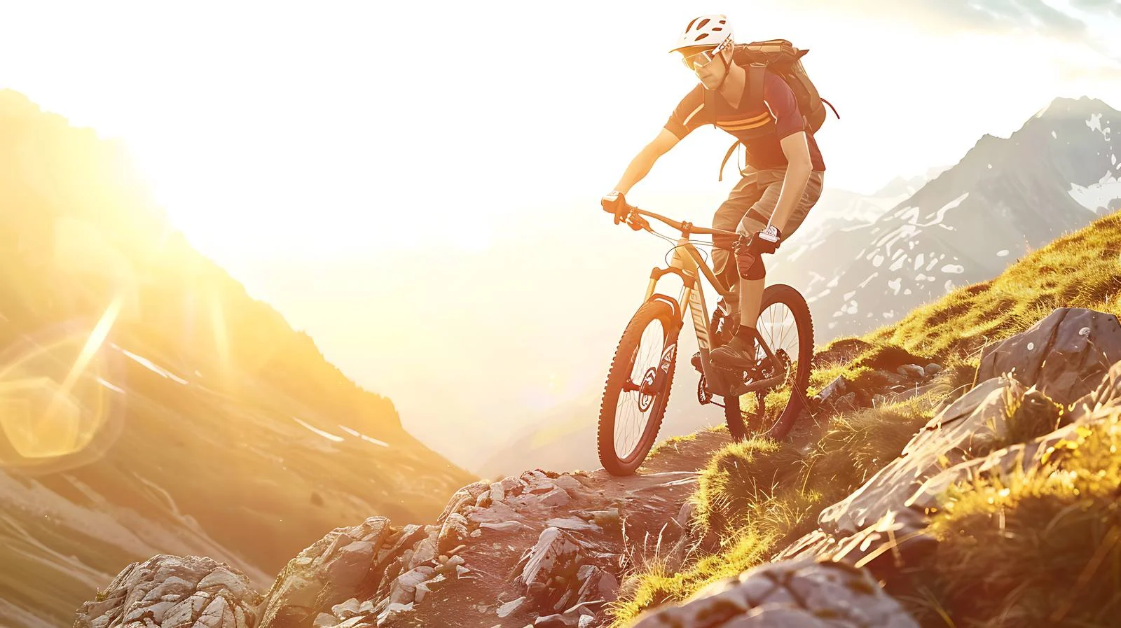 Biking in Sunlit Mountains — free download from Dotvec