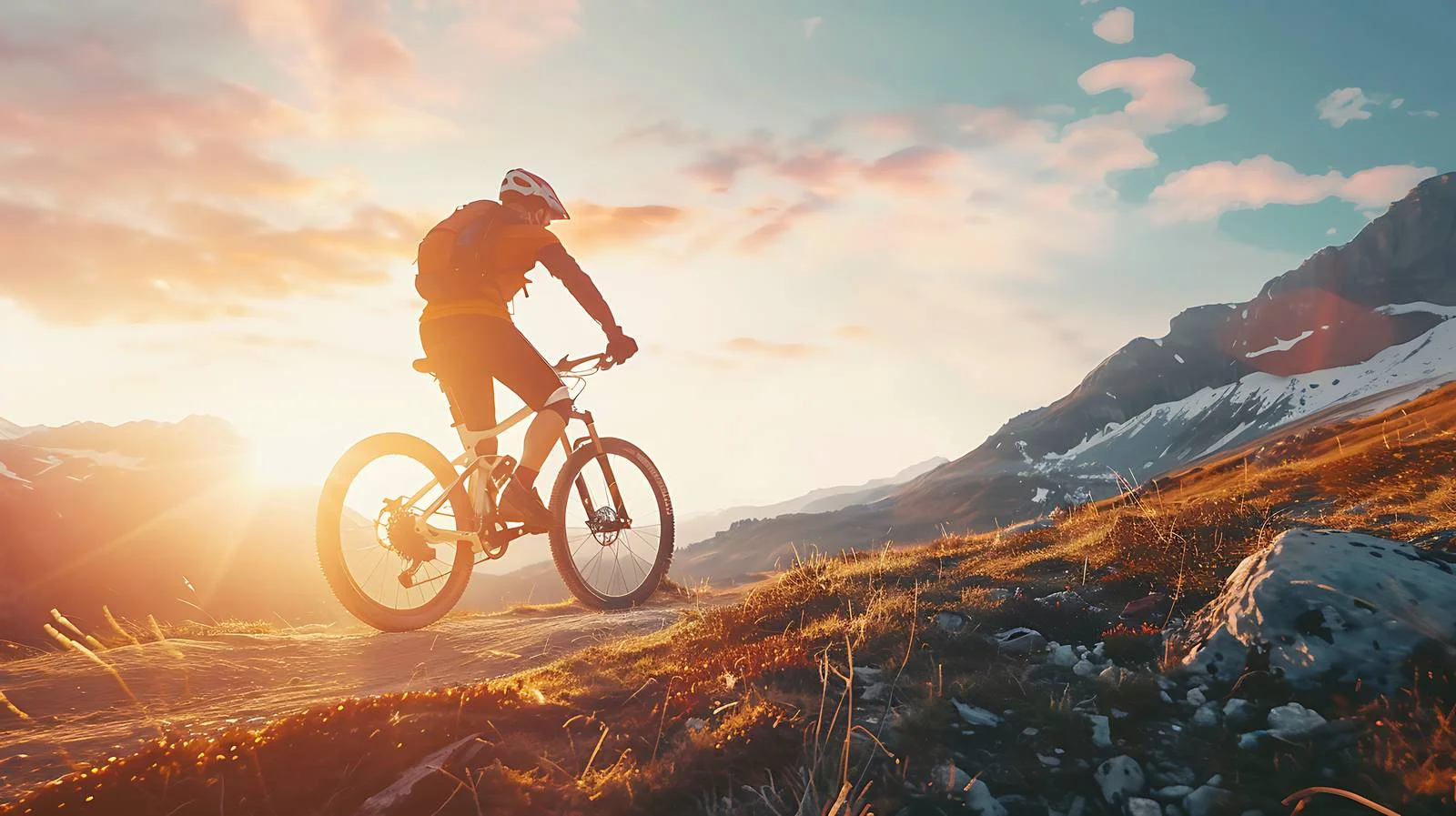 Extreme Mountain Biking at Sunset — free download from Dotvec