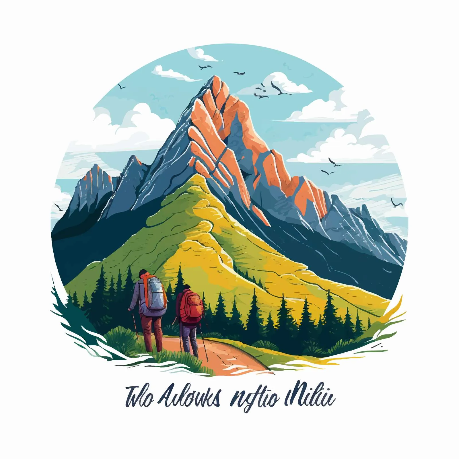 Mountain Landscape Vector with Lettering — free download from Dotvec
