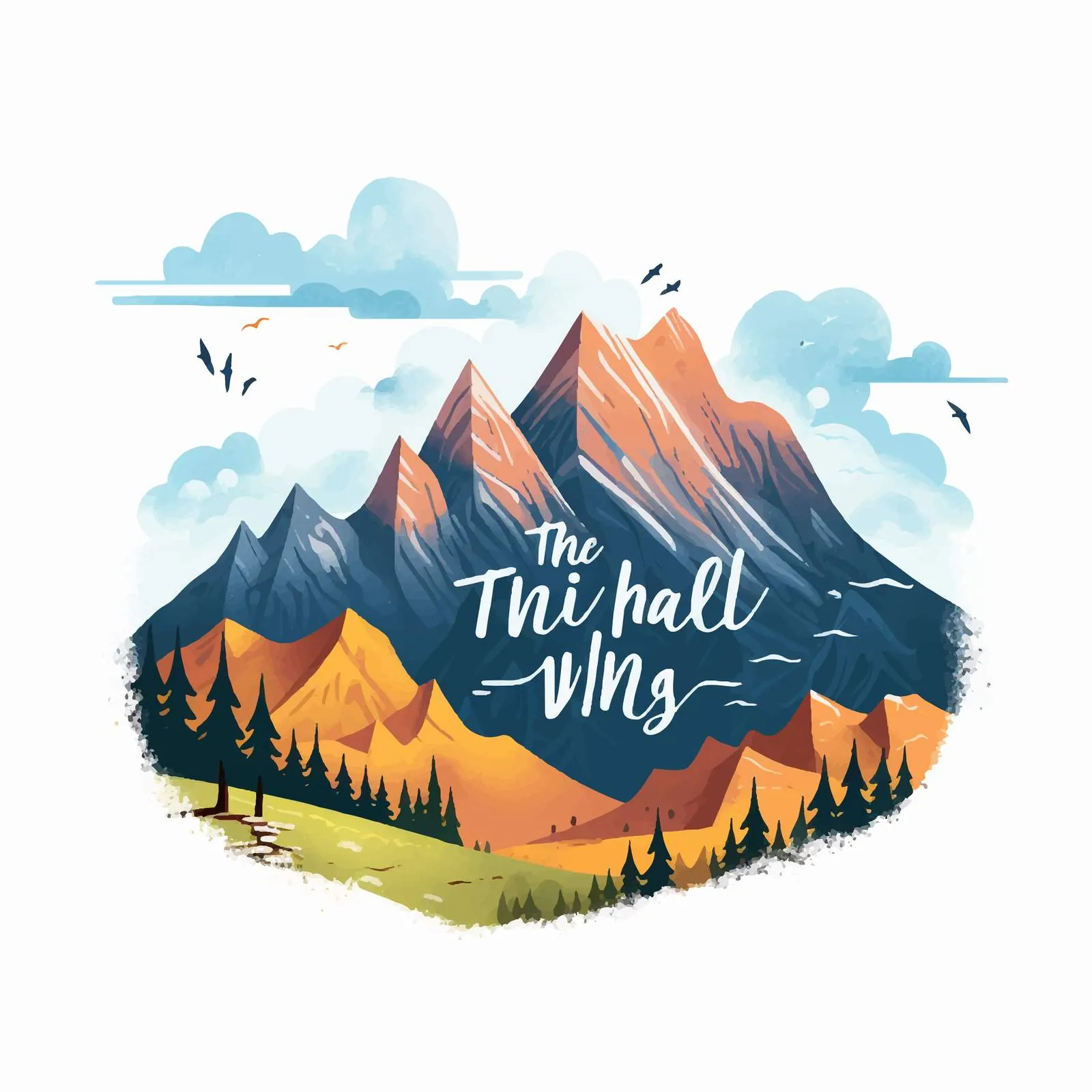 Mountain Themed Lettering Composition on White Background — free download from Dotvec