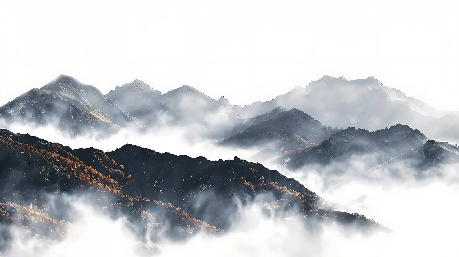 Misty Autumnal Mountains Veiled in Fog — free download from Dotvec