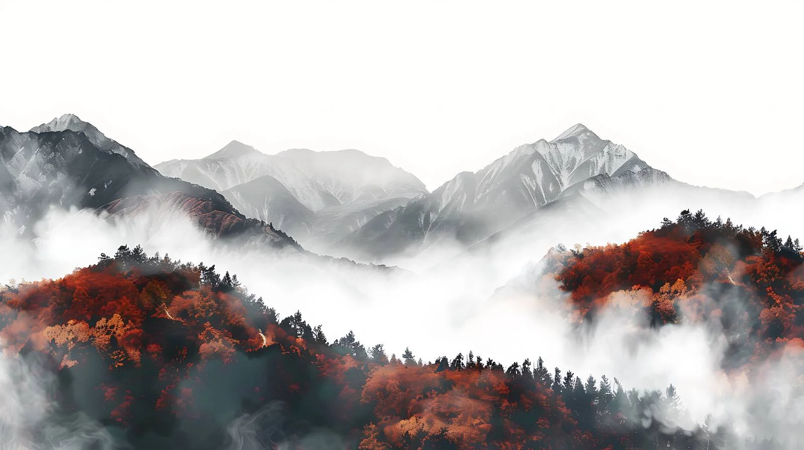 Autumn Mist Blanketing Mountain Range Isola — free download from Dotvec