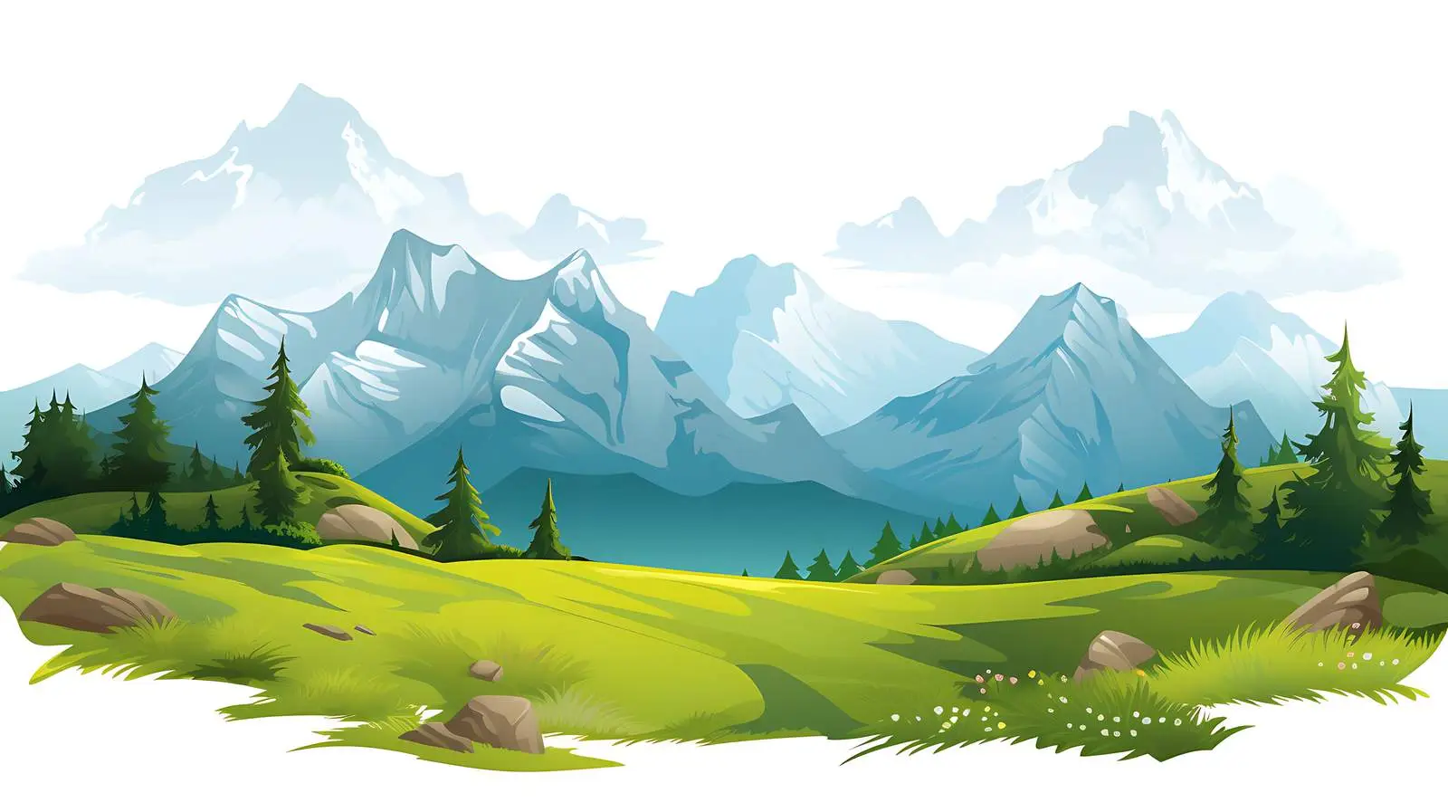 Idyllic Mountain Grass Illustration Vector — free download from Dotvec