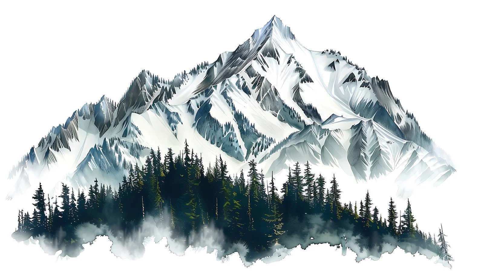 Snowy Washington State Mountains with Pines – free fir trees image from Dotvec