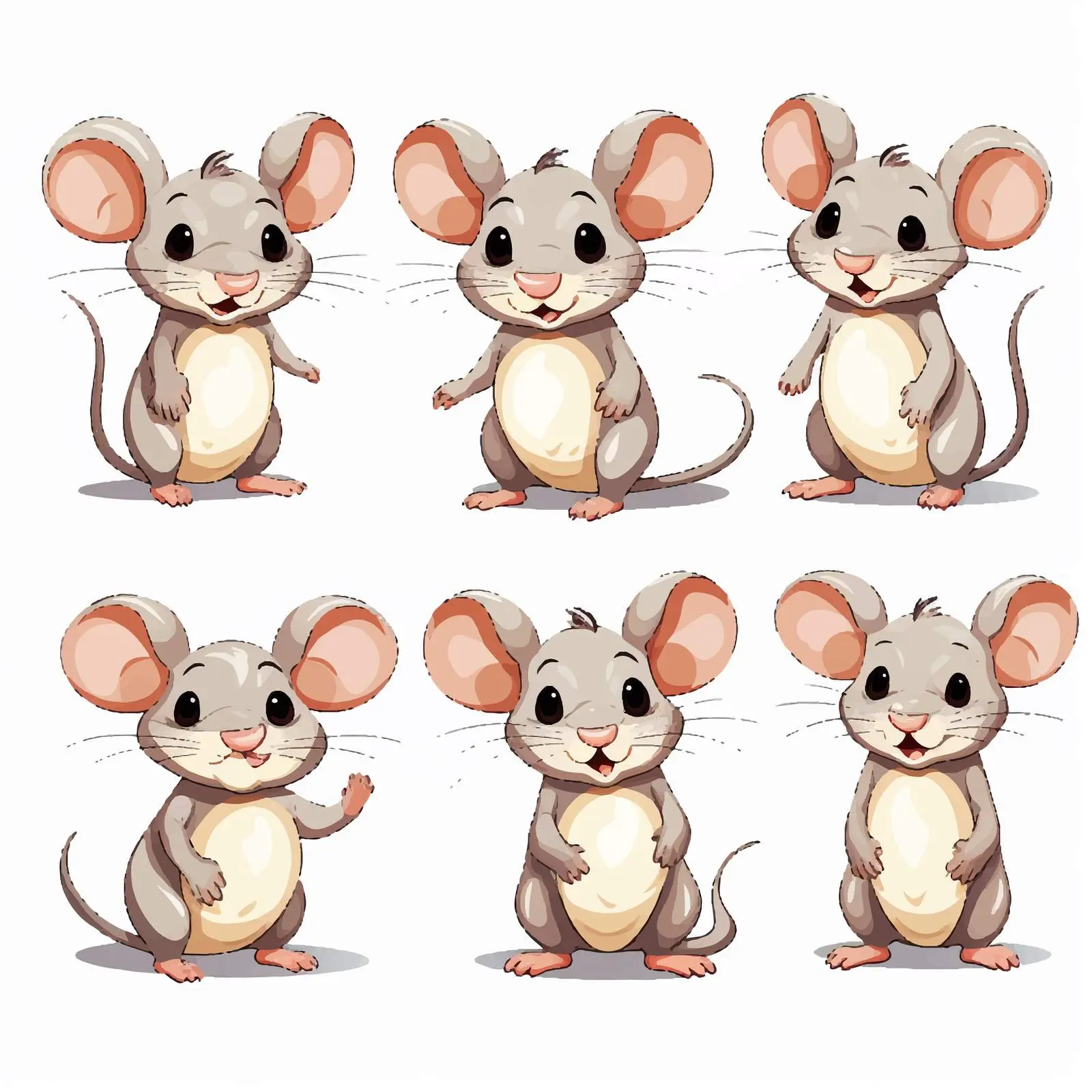 Mouse in Four Dynamic Actions Illustration Vector – free action pose image from Dotvec