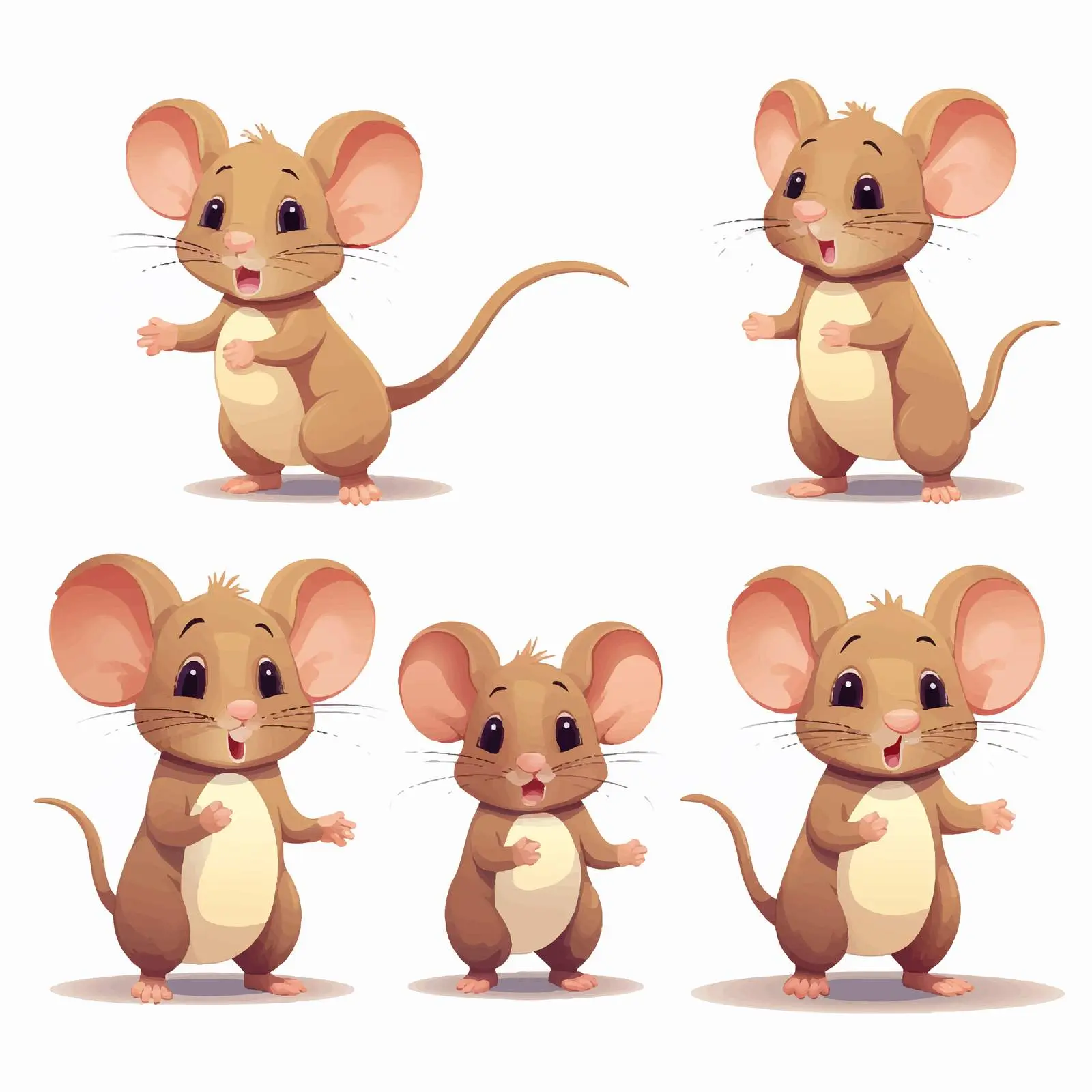 Mouse Illustrations in Four Action Poses — free download from Dotvec