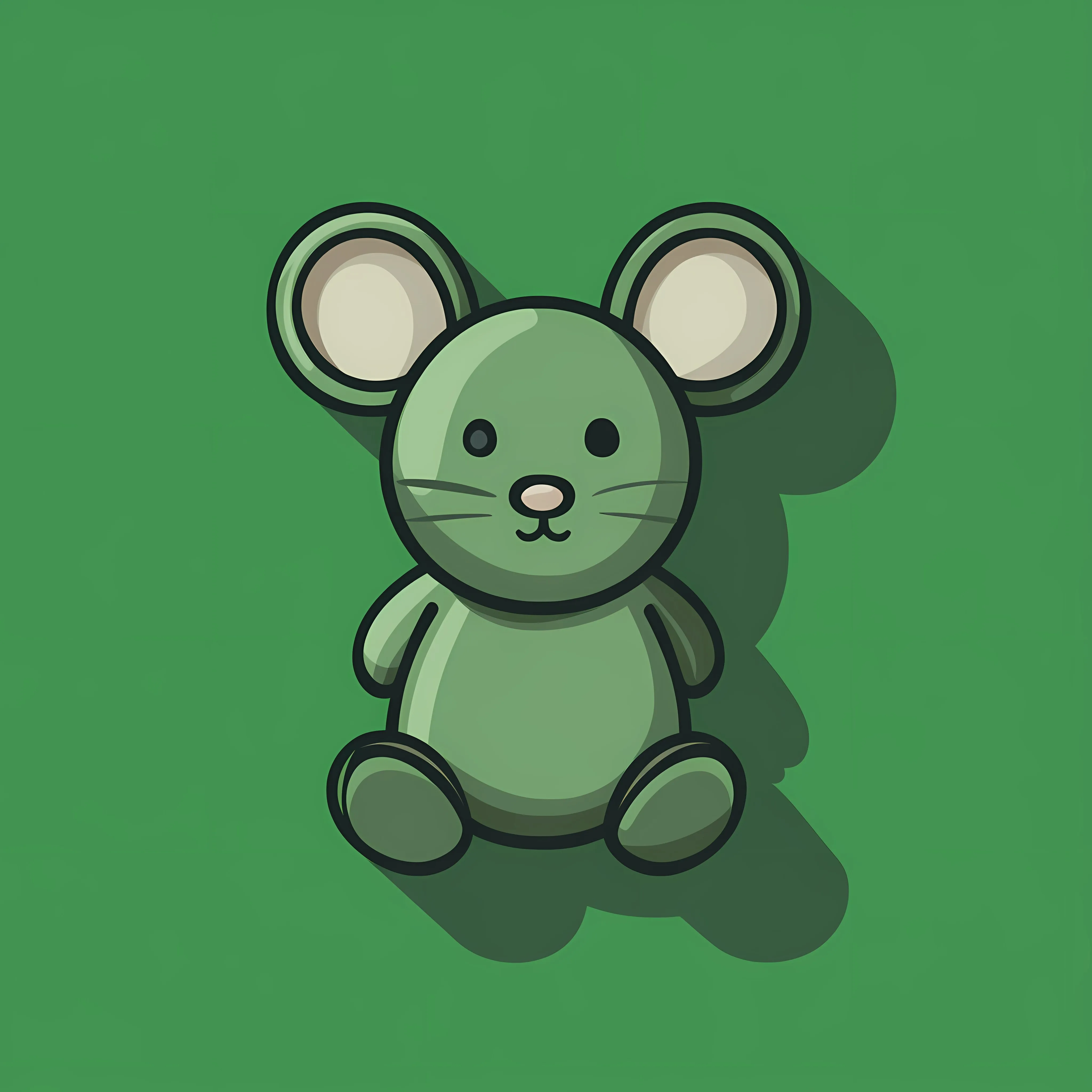 Flat Style Mouse Toy with Shadow on Green Background — free download from Dotvec