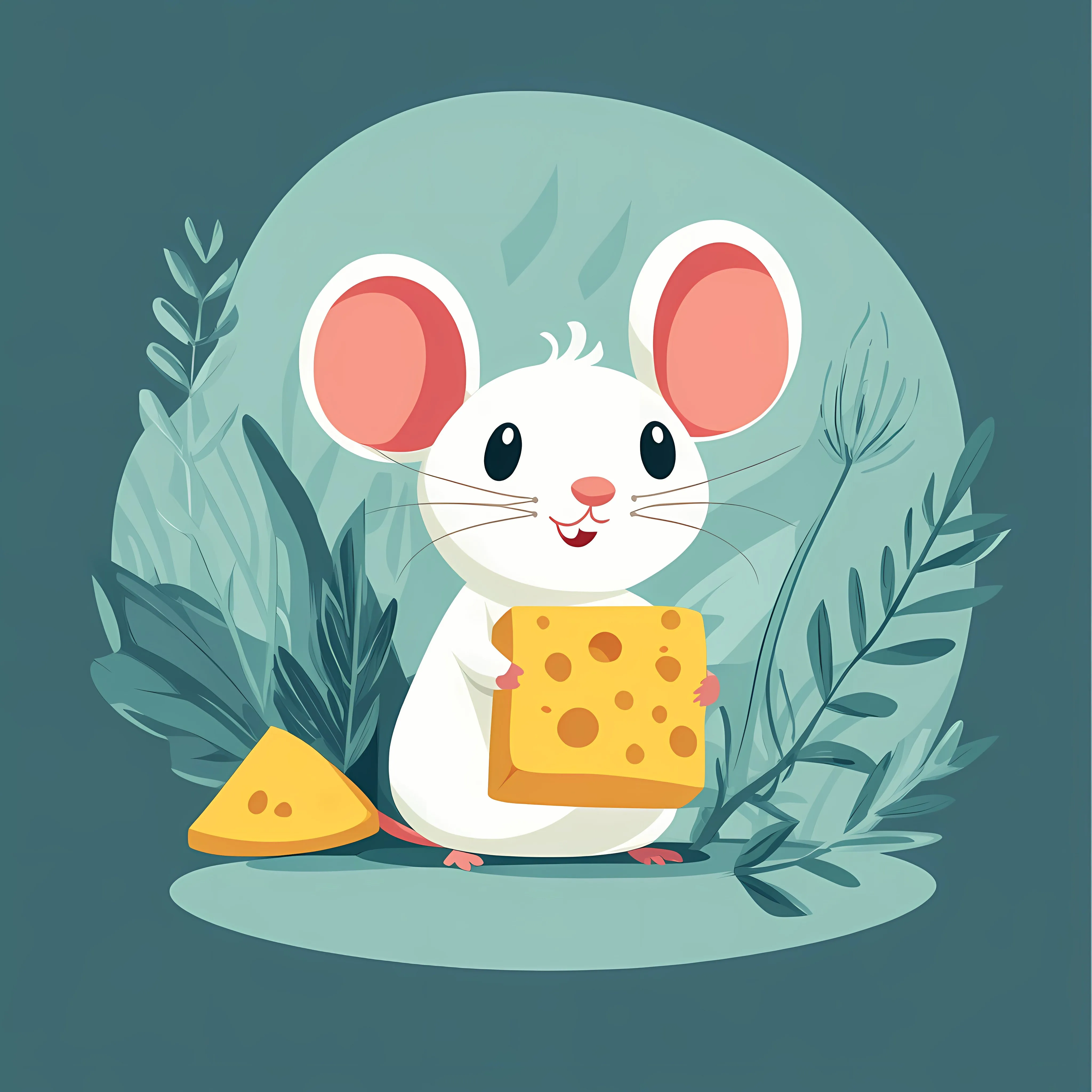Mouse with Cheese Flat Vector Illustration — free download from Dotvec