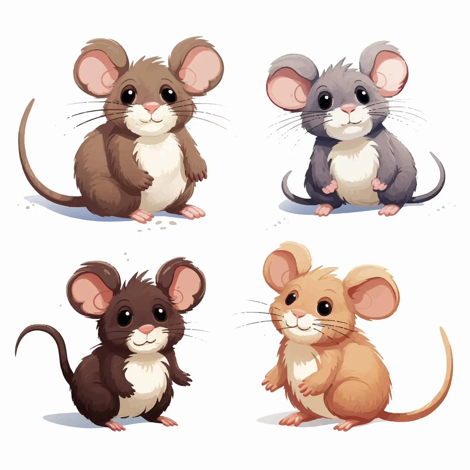 Mouse Illustration with Various Fur Colors – free funny mouse image from Dotvec