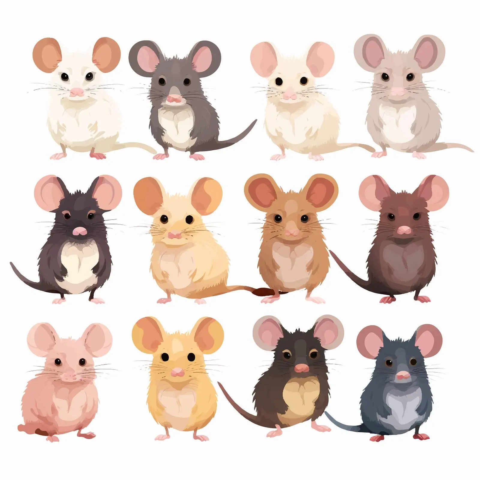 Mouse Illustration with Various Fur Colors — free download from Dotvec