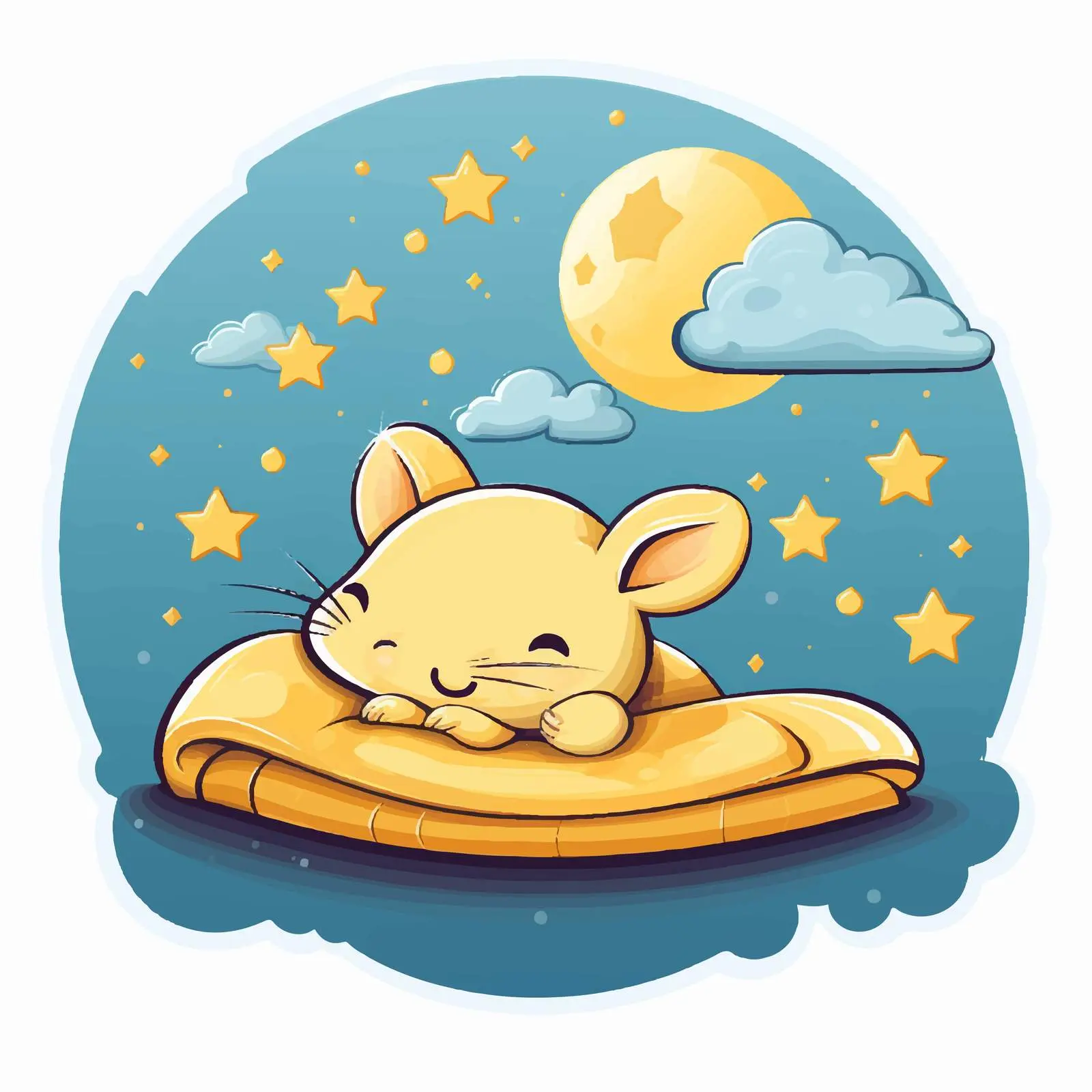 Calm Night Cheese Sky Illustration with Mice — free download from Dotvec
