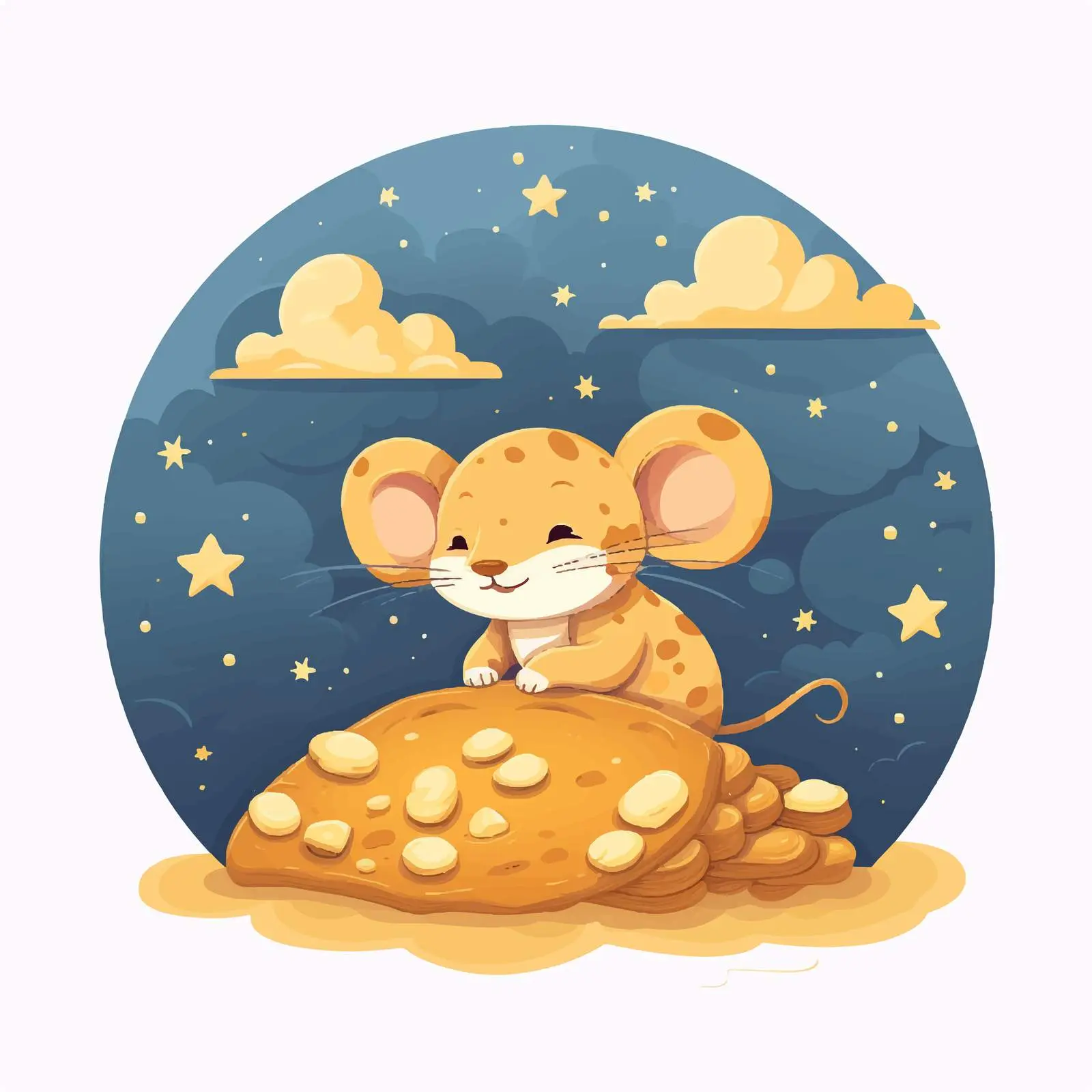 Calm Night Cheese Sky Mouse Illustration — free download from Dotvec