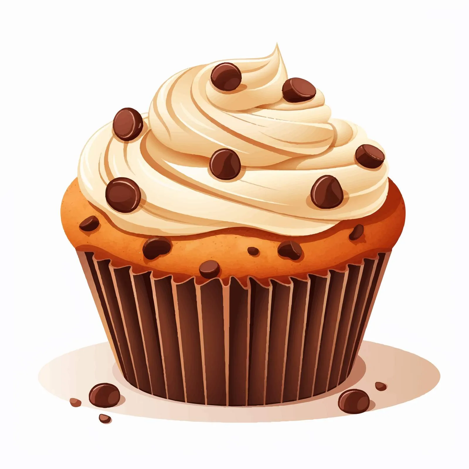 Chocolate Muffin with Choco Chips Vector — free download from Dotvec