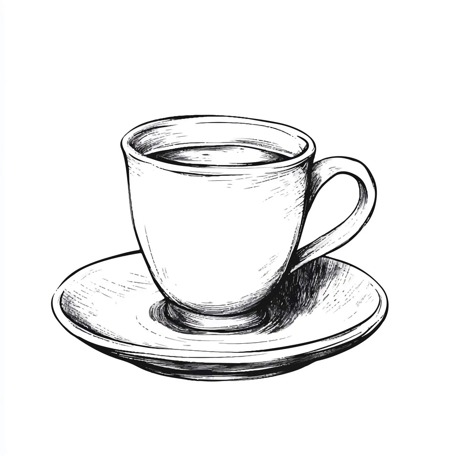 Sketch Style Mug with Saucer on White Background — free download from Dotvec
