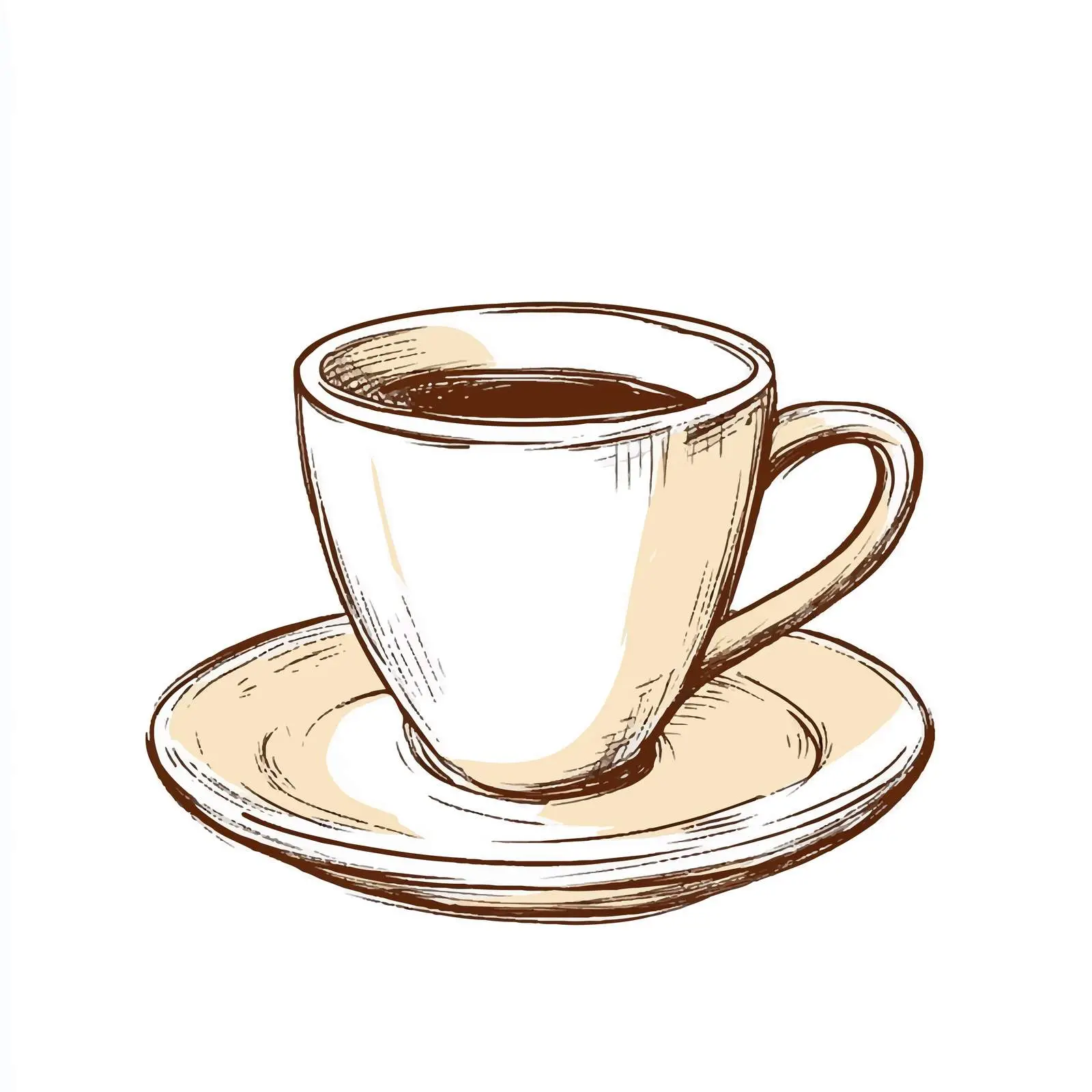 Sketch Style Mug with Saucer on White Background — free download from Dotvec