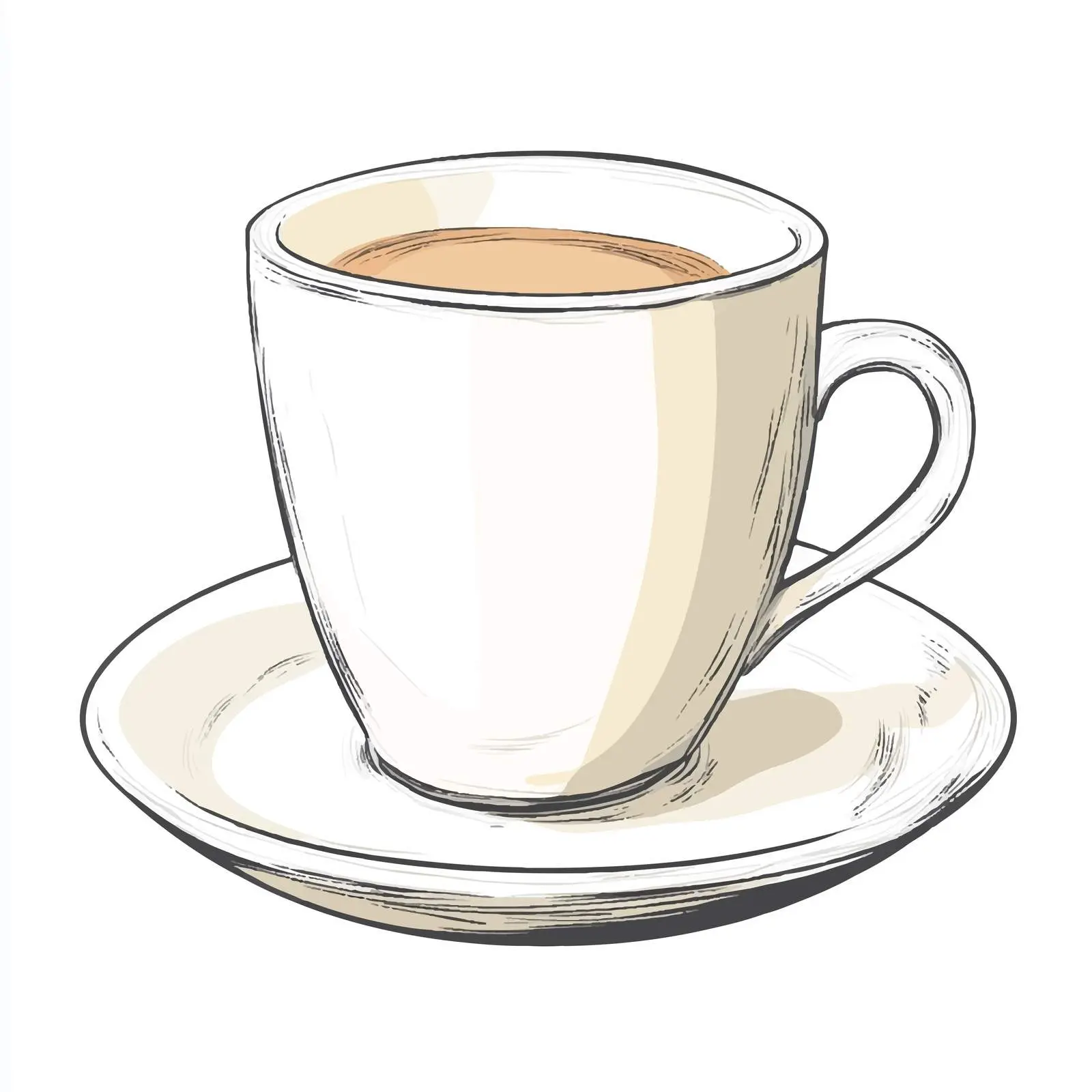 Sketch Style Mug with Saucer on White Background — free download from Dotvec