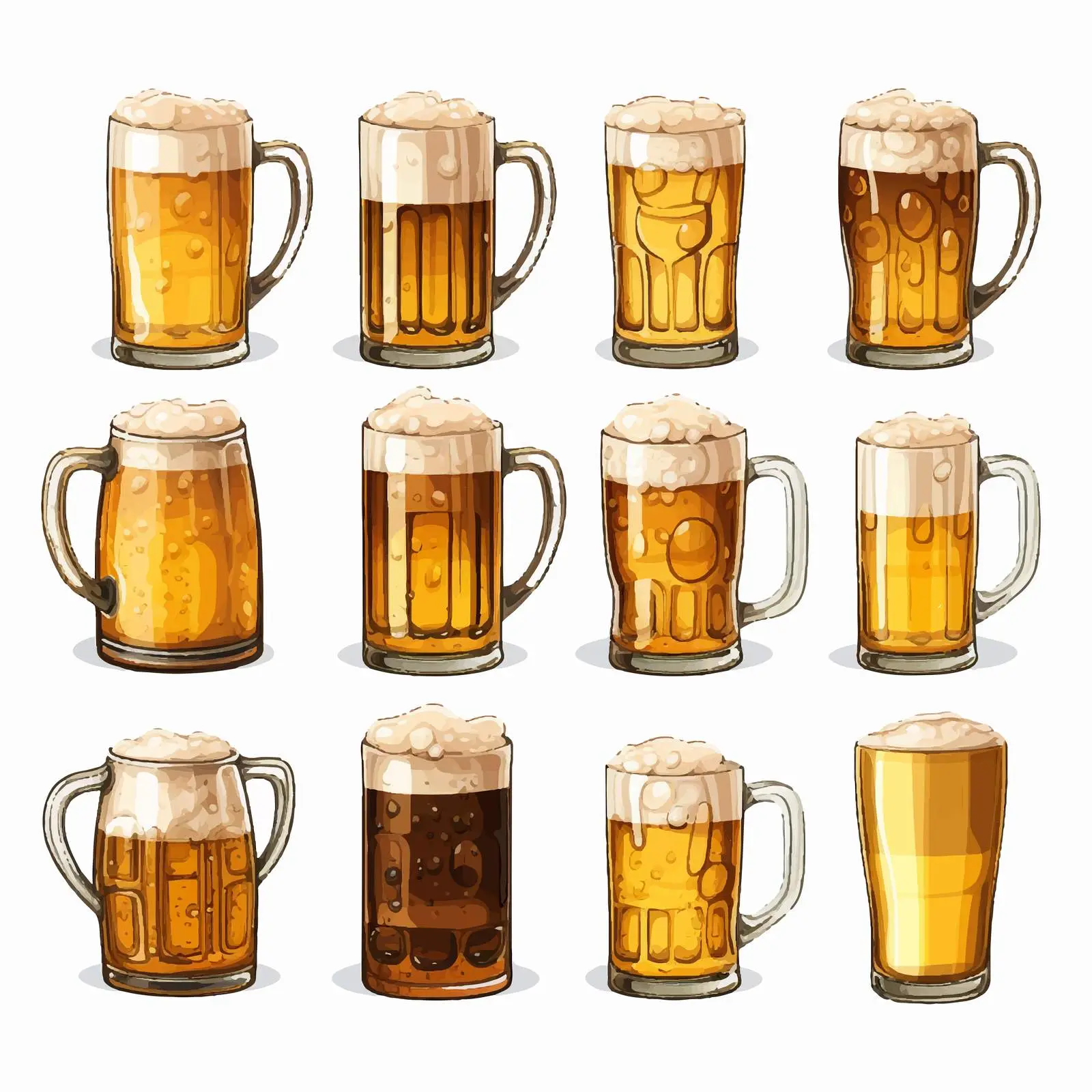 Cartoon Beer Mugs on White Background — free download from Dotvec