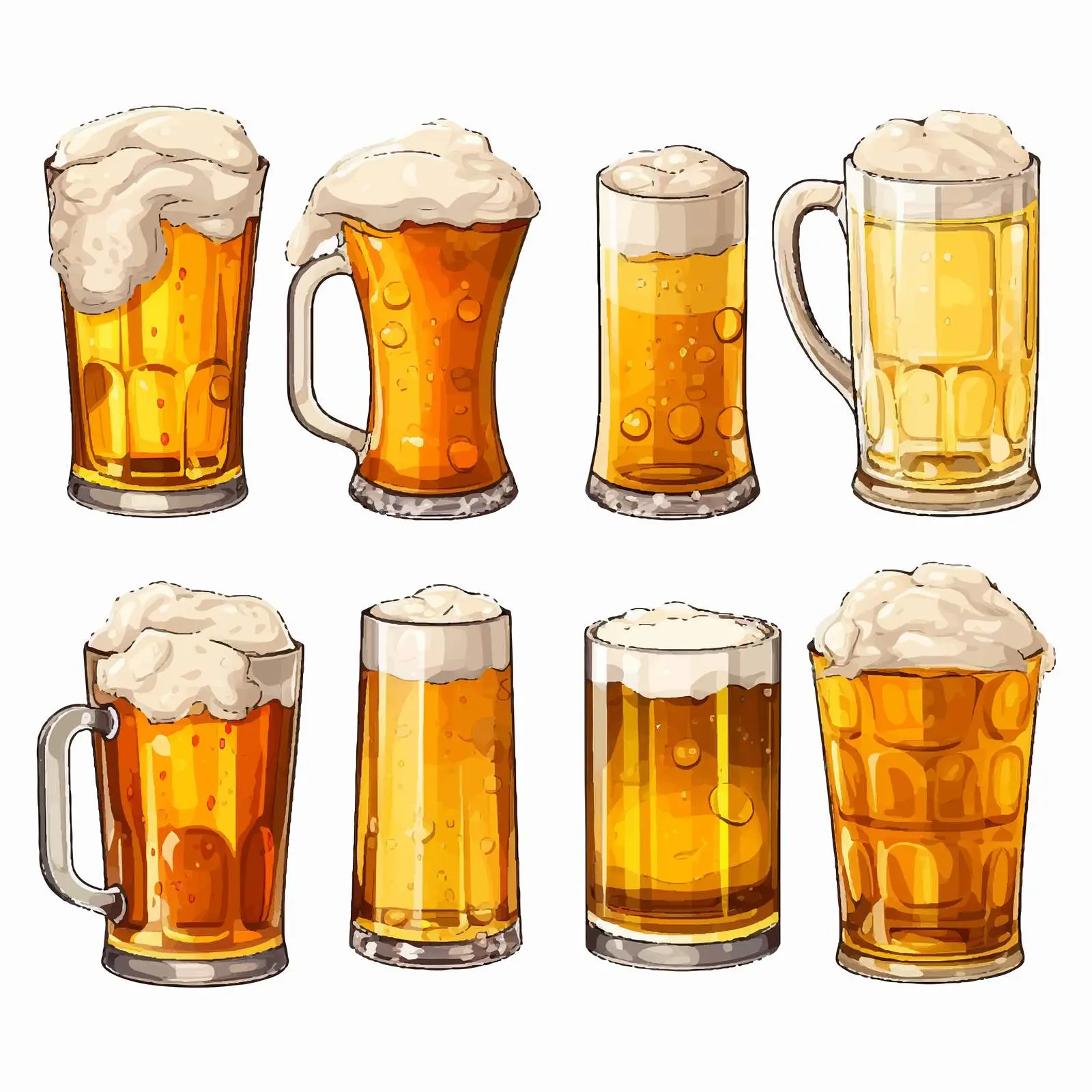 Cartoon Beer Mugs on White Background – free craft beer image from Dotvec