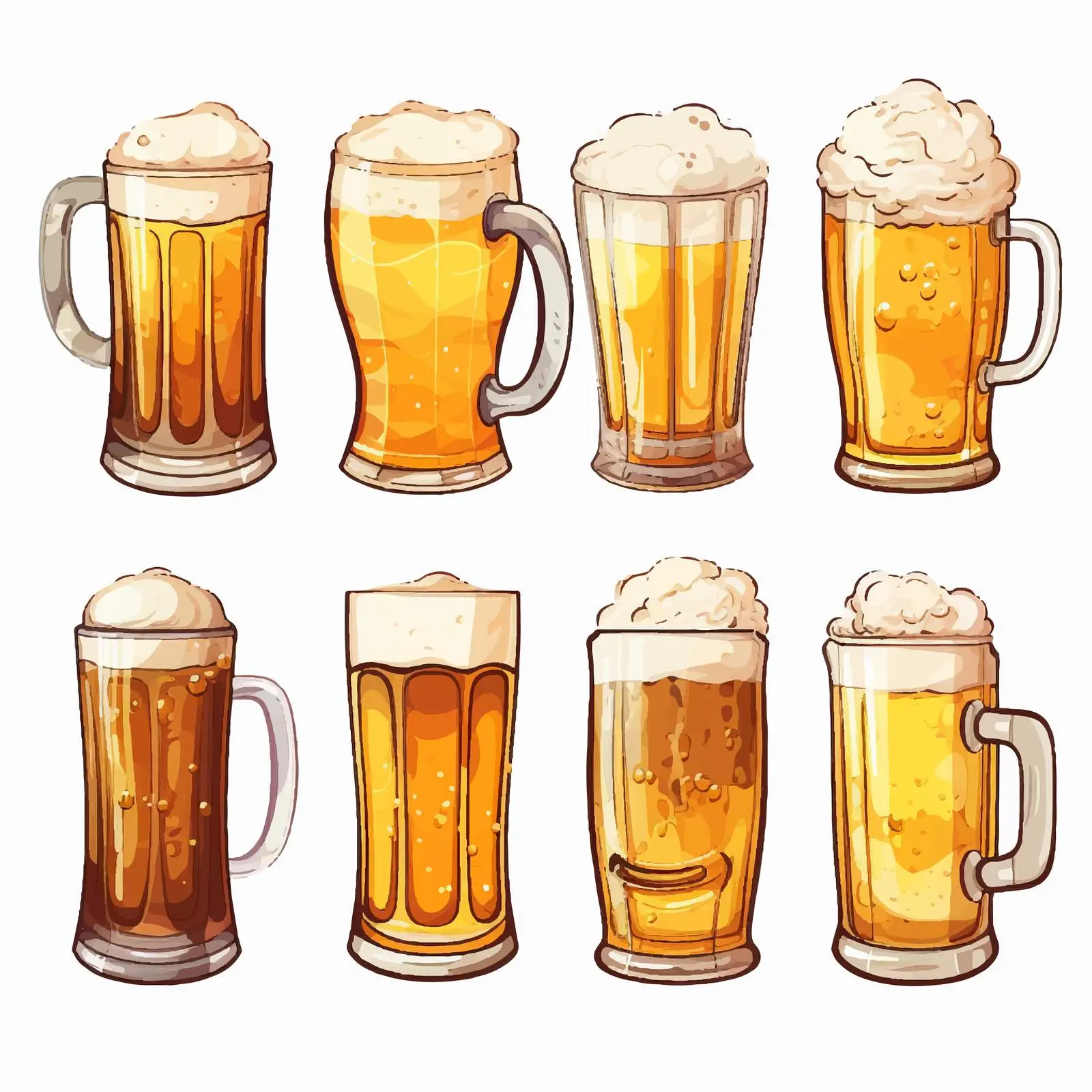 Cartoon Beer Mugs on White Background — free download from Dotvec