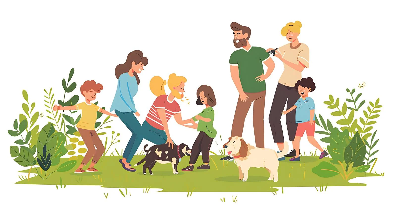 Family Enjoying Time with Dog Outdoors — free download from Dotvec
