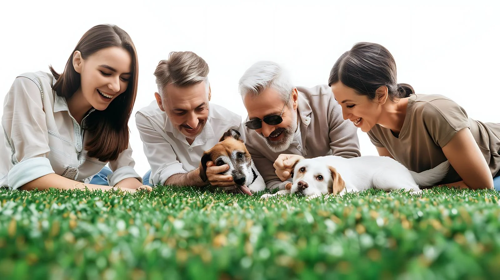 Family Playing with Dog Outdoors — free download from Dotvec