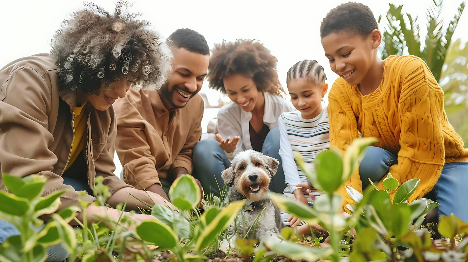 Family Enjoying Time with Dog Outdoors — free download from Dotvec