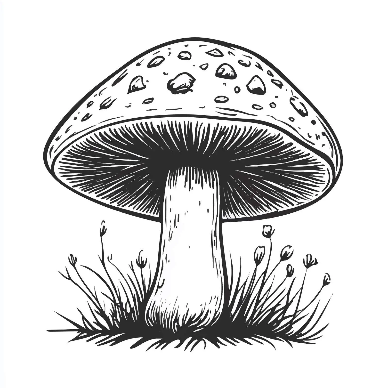 Black and White Cartoon Mushroom Vector Illustration — free download from Dotvec