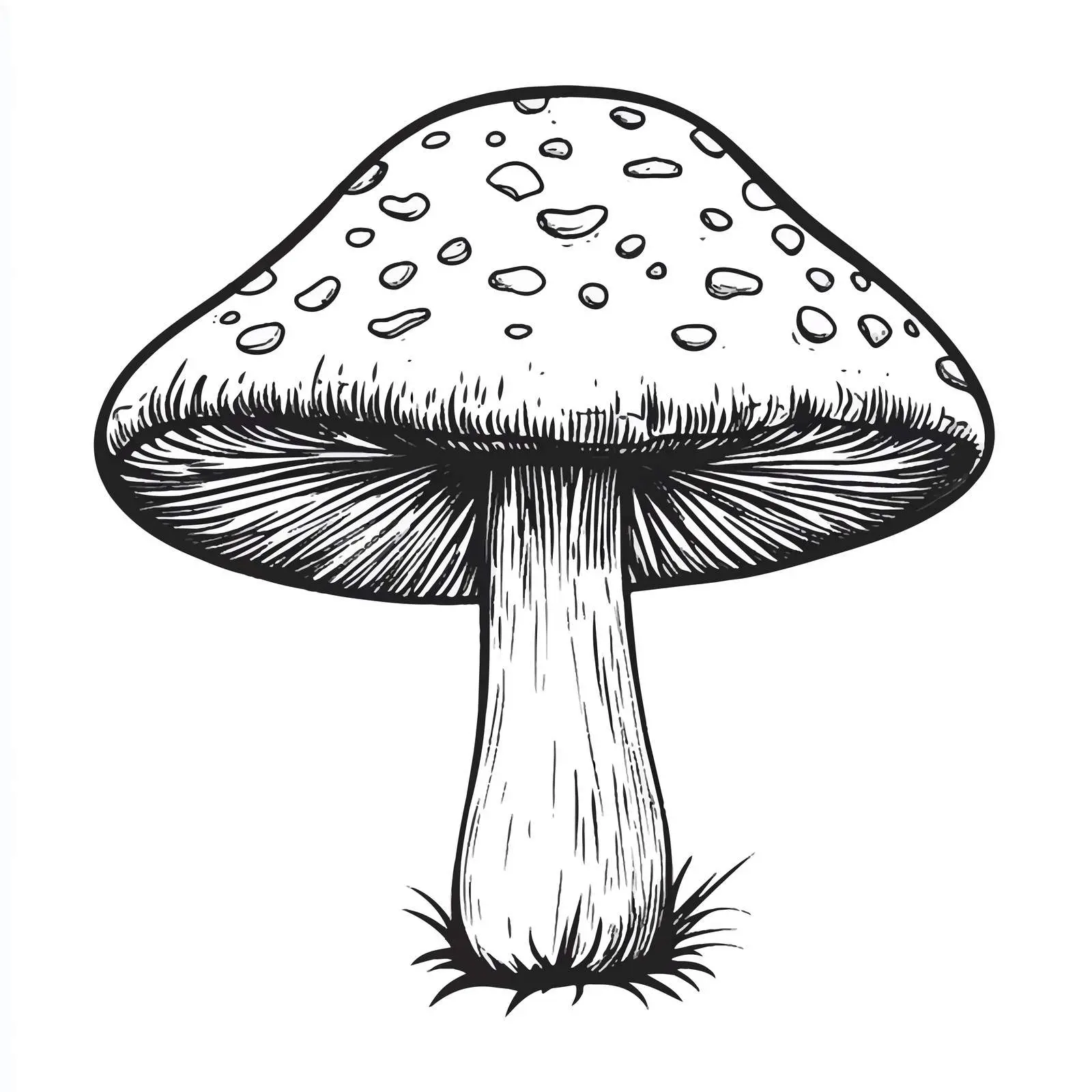 Black and White Mushroom Cartoon Vector Illustration — free download from Dotvec