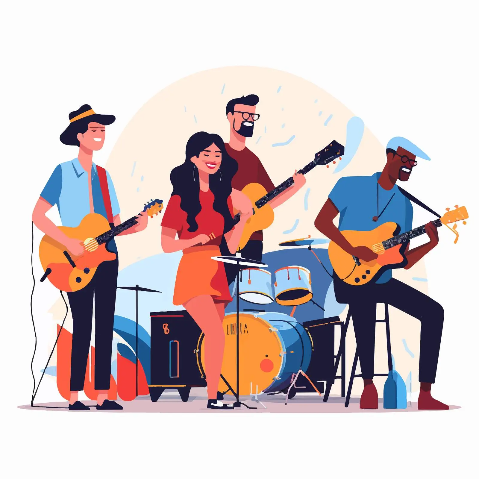 Music Band Performing with Instruments – free horus image from Dotvec