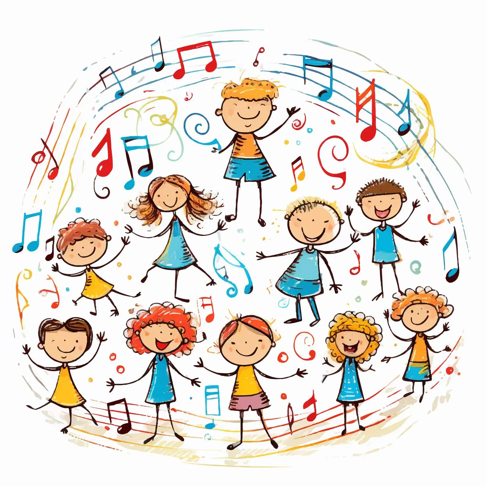 Musical Melody Symbols with Doodle Kids — free download from Dotvec