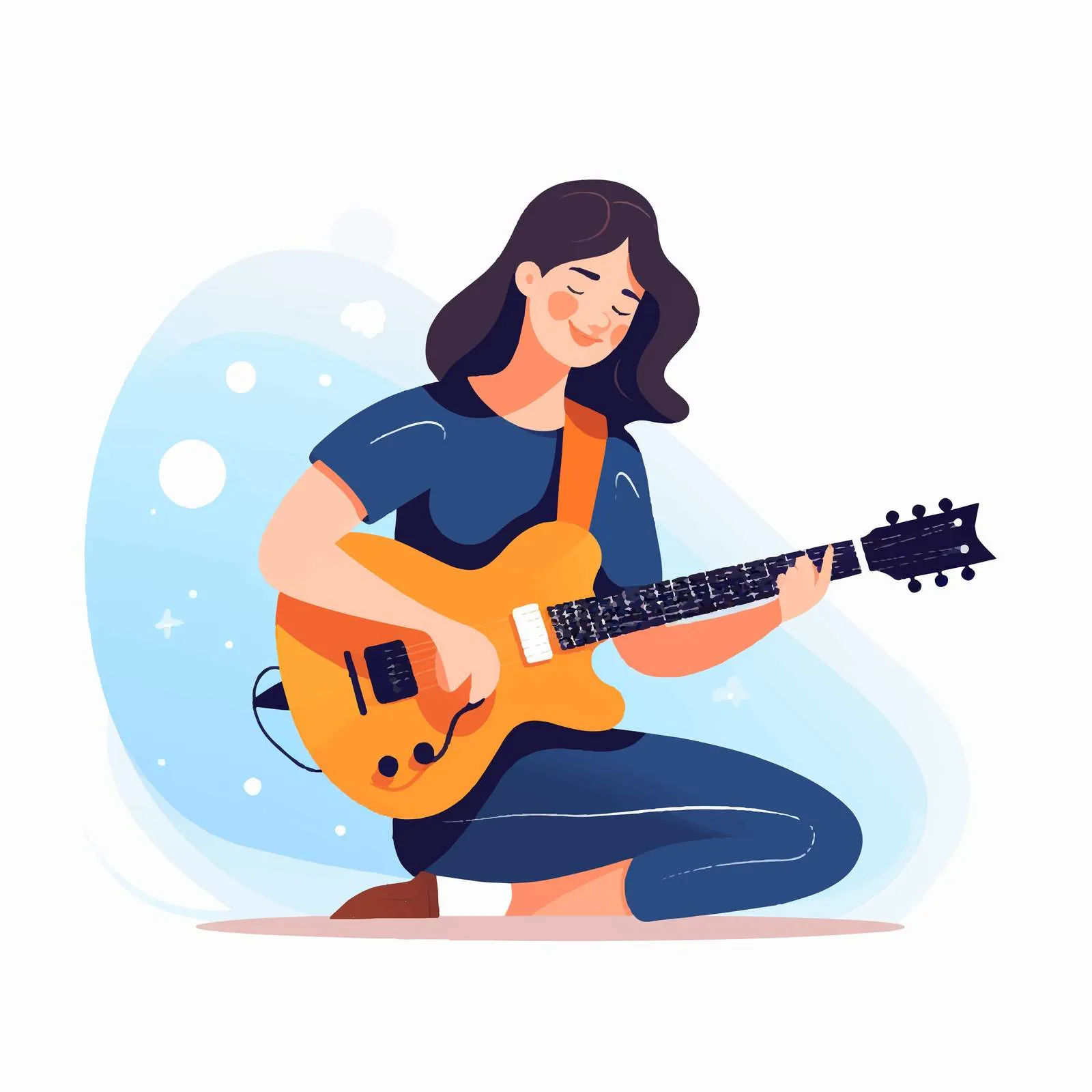Happy Young Woman Playing Guitar Vector — free download from Dotvec