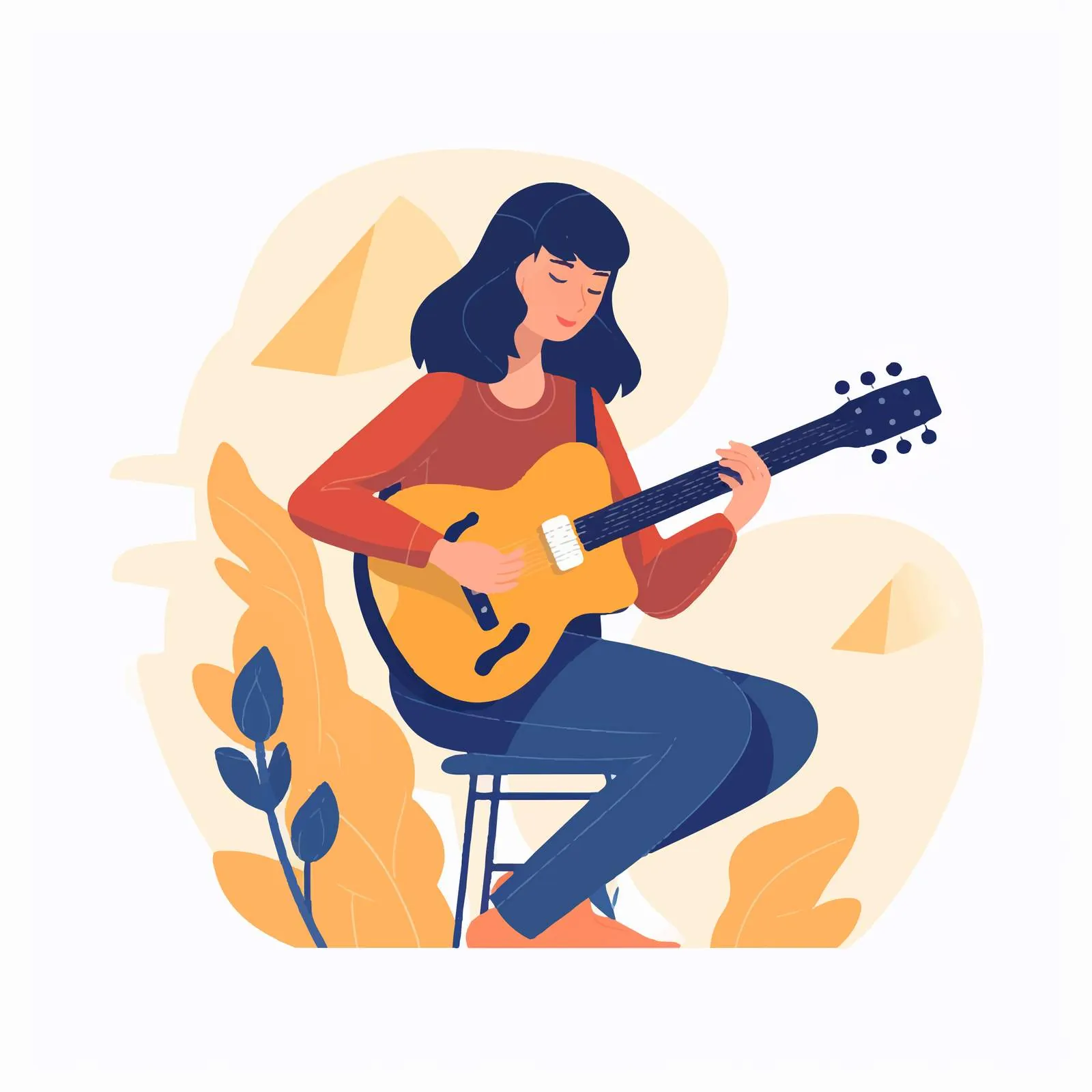 Happy Young Woman Guitarist Playing Guitar — free download from Dotvec
