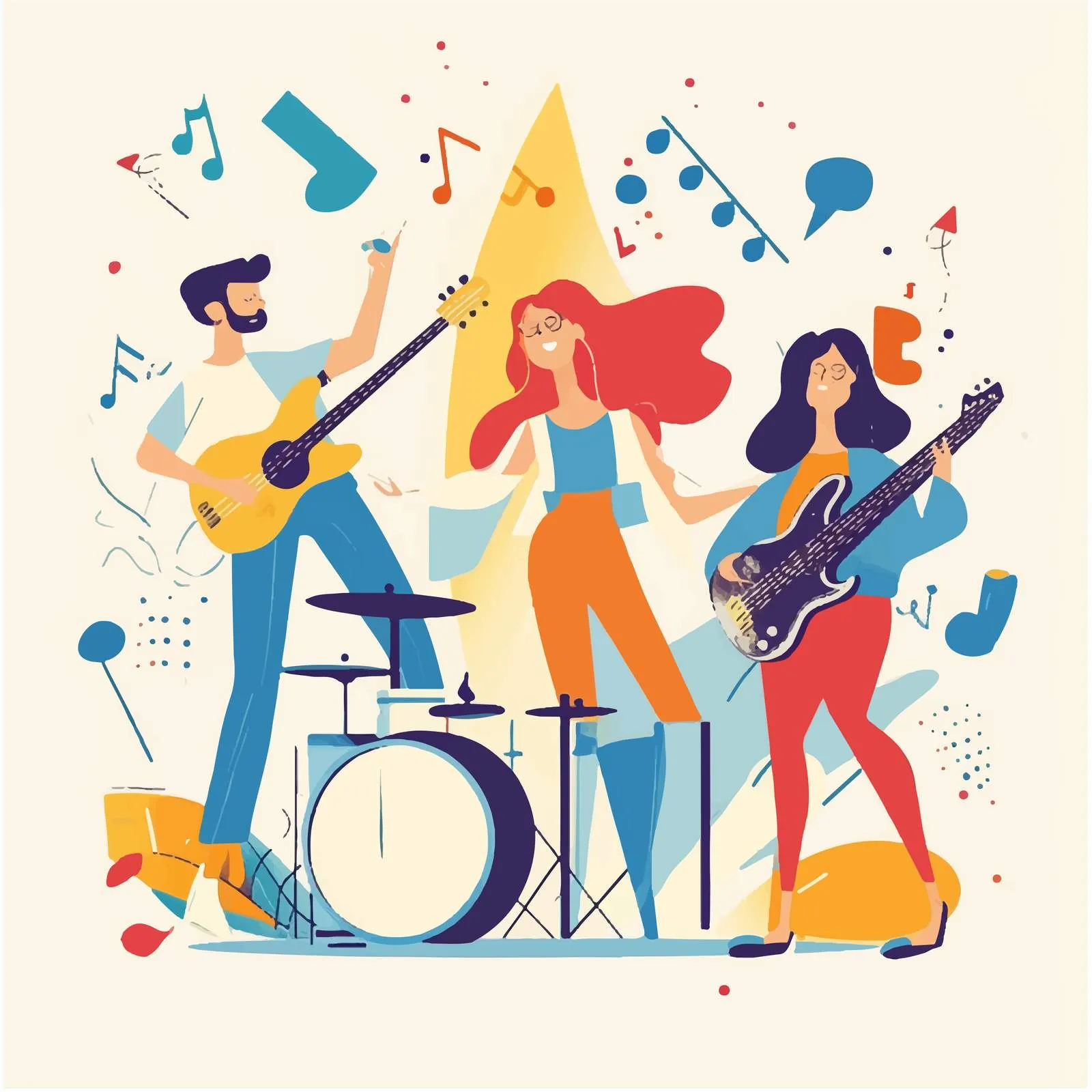 Musicians at Music Festival Flat Vector Illustration — free download from Dotvec