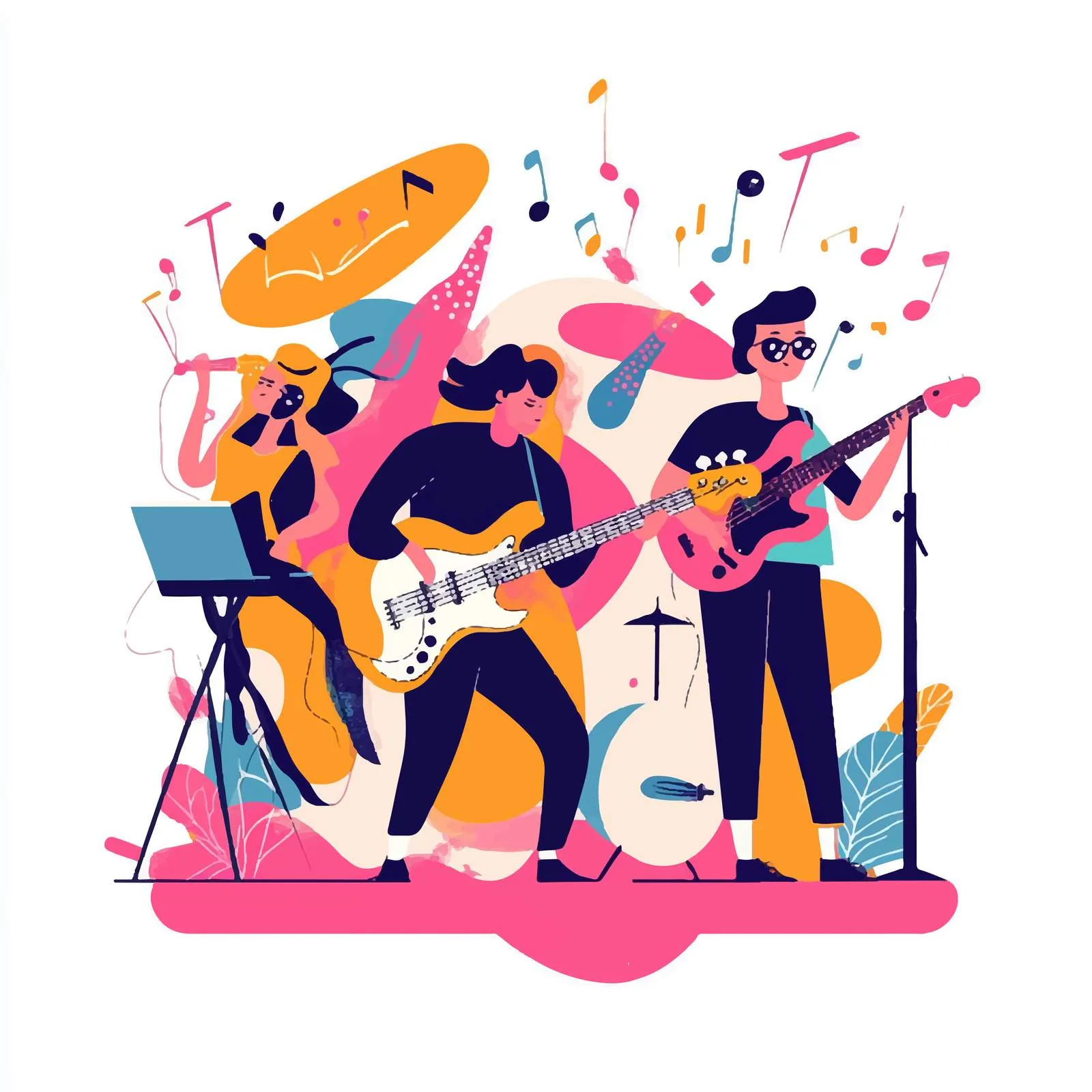 Musicians and Music Festival Poster Vector Illustration — free download from Dotvec