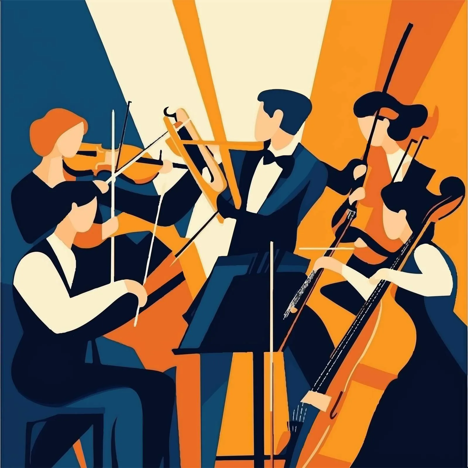 Orchestra Musicians Playing Instruments Vector Illustration — free download from Dotvec