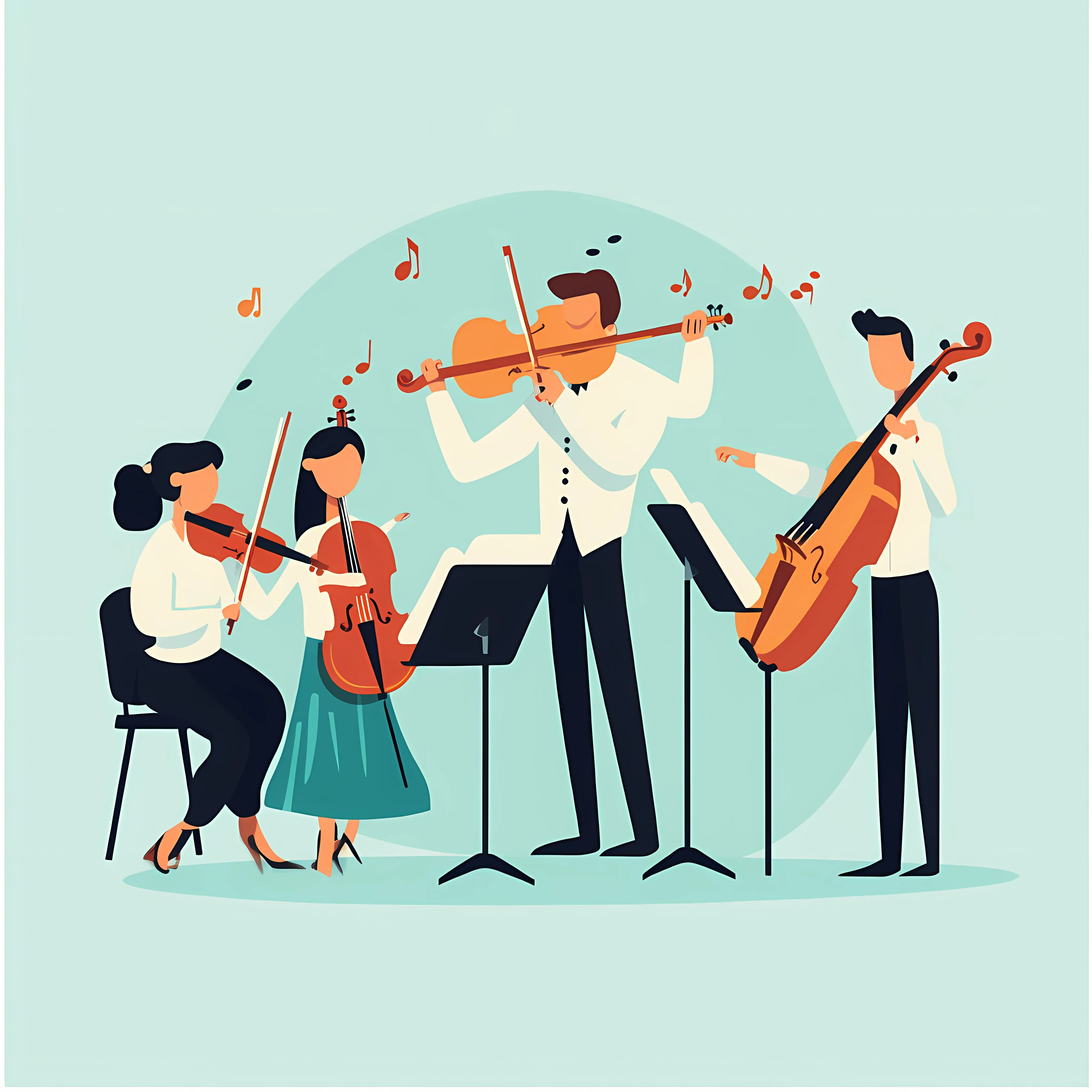 Orchestra Musicians Playing Various Instruments Illustration — free download from Dotvec