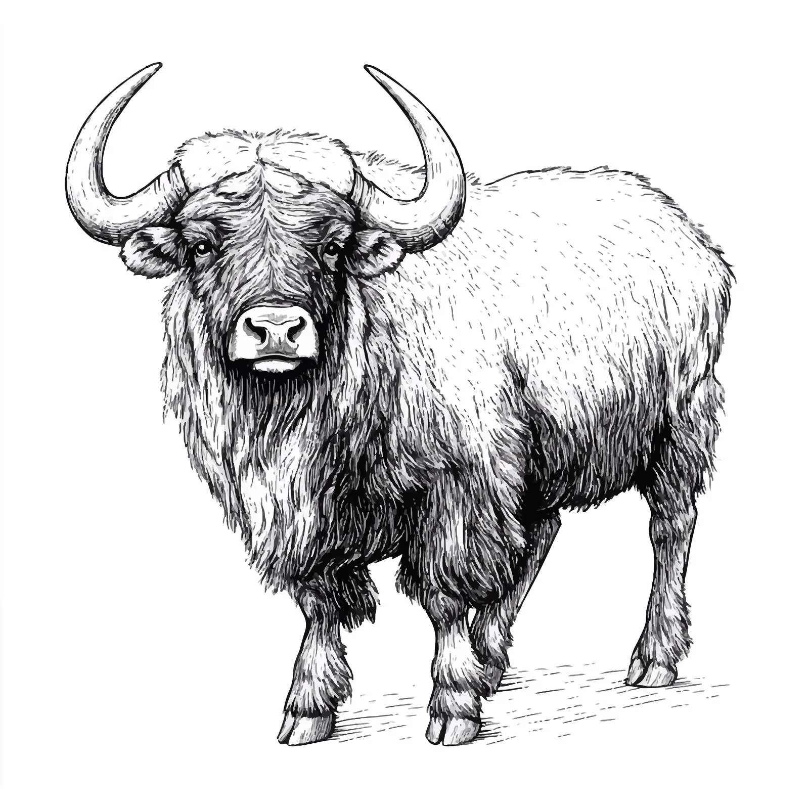Hand-Drawn Muskox with Contour Lines – free arctic animal image from Dotvec