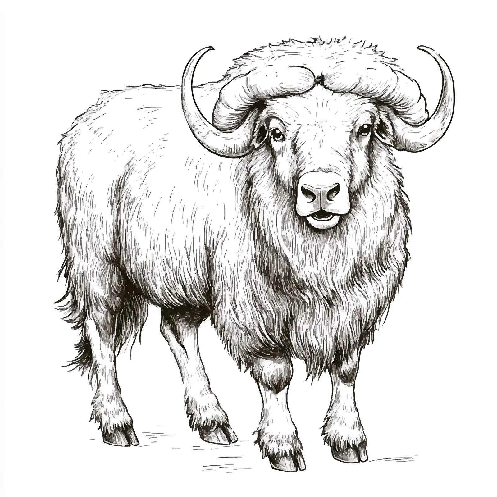 Hand-Drawn Muskox with Contour Lines on White — free download from Dotvec