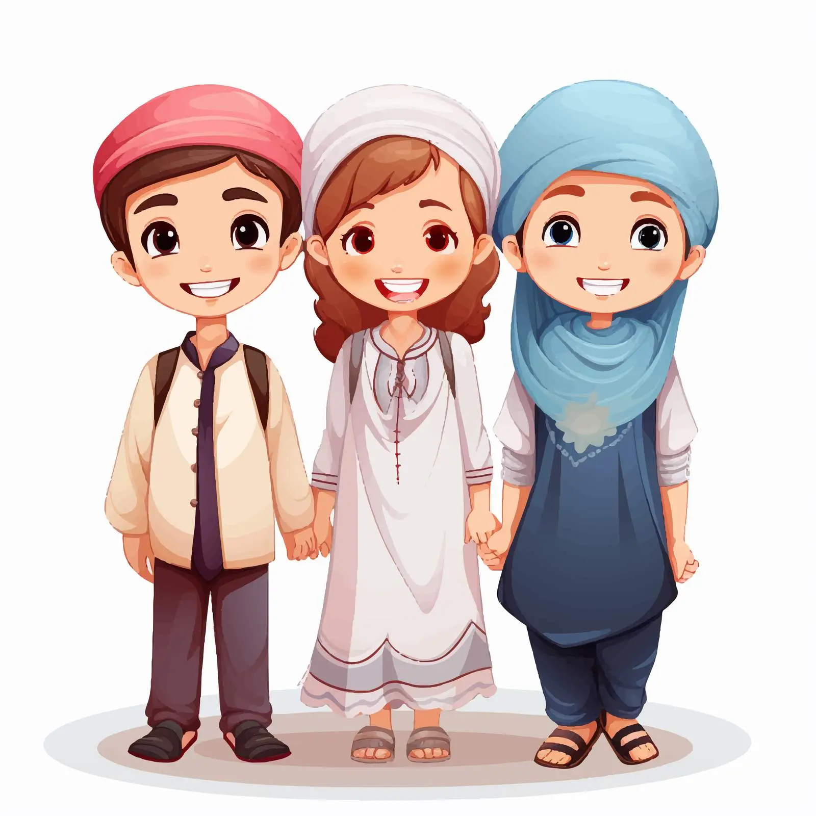 Muslim Children Cartoon Character Illustration — free download from Dotvec