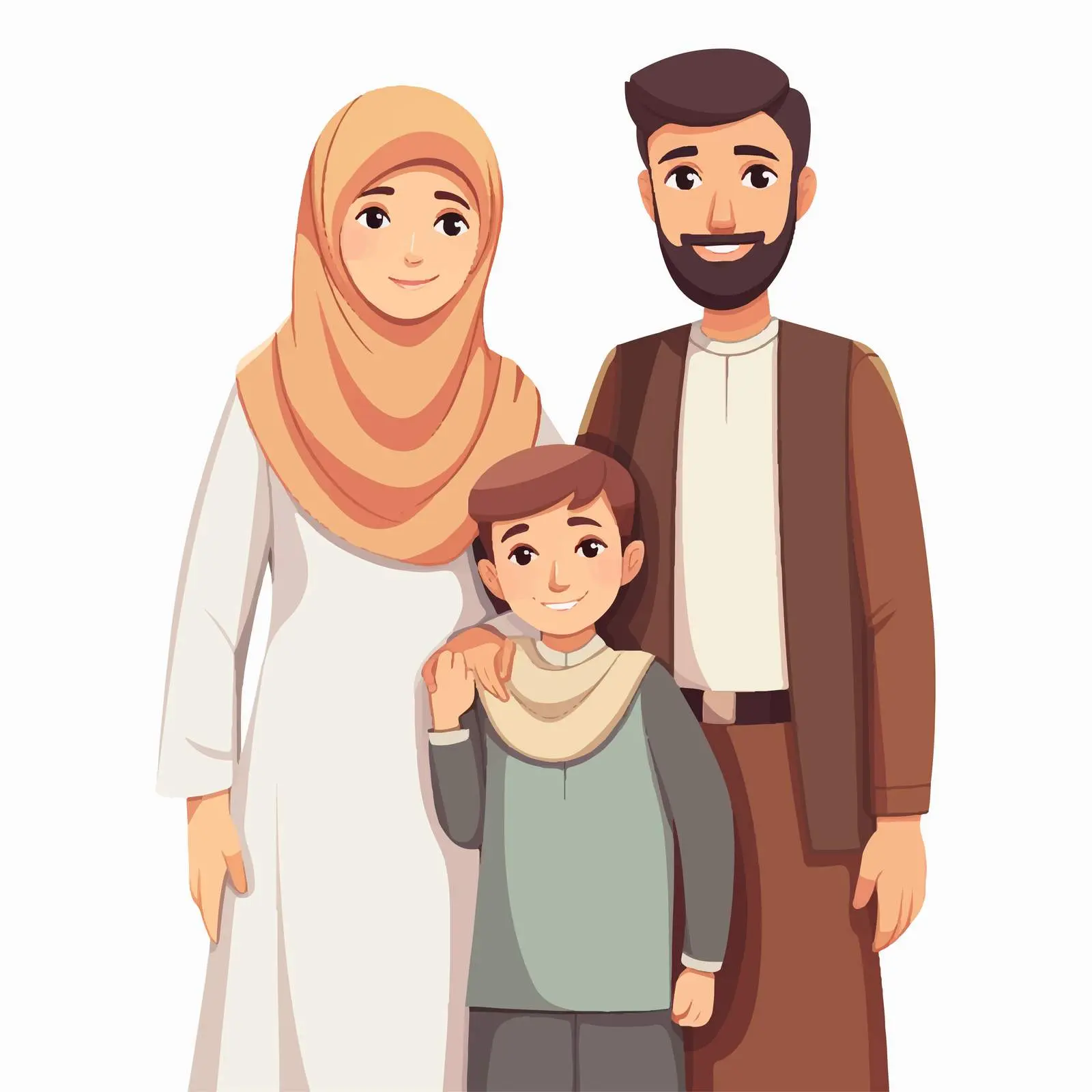 Happy Muslim Families Illustration Vector Art — free download from Dotvec