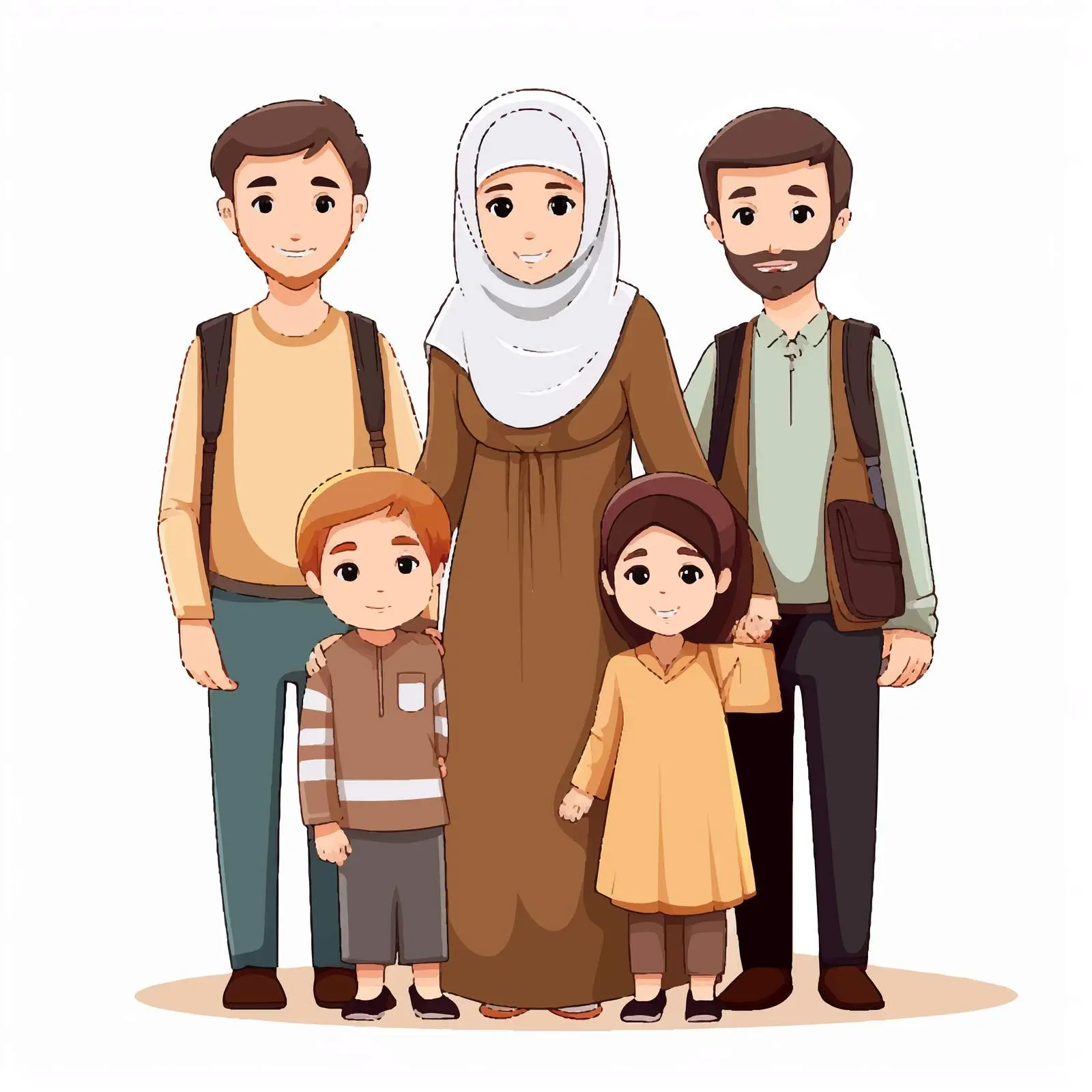 Happy Muslim Families Vector Illustration — free download from Dotvec