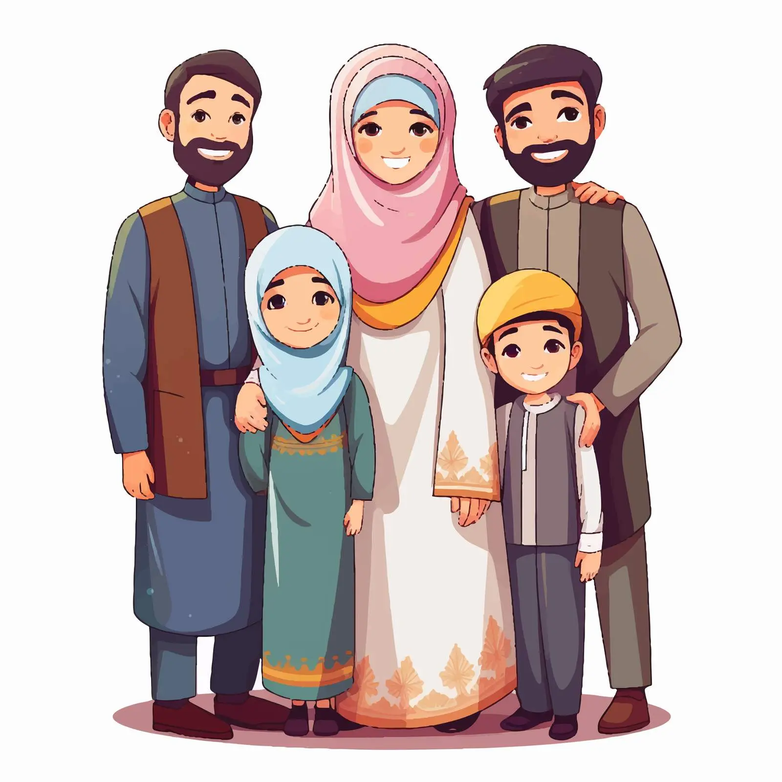 Happy Muslim Families Vector Illustration — free download from Dotvec