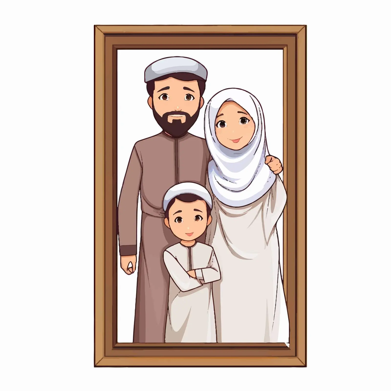 Muslim Family in Wooden Frame Vector Illustration — free download from Dotvec