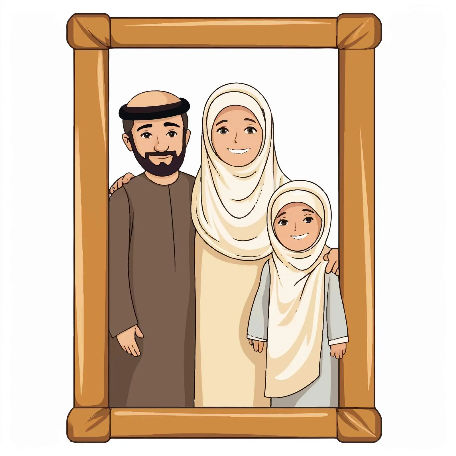 Muslim Family in Wooden Frame Vector Illustration — free download from Dotvec